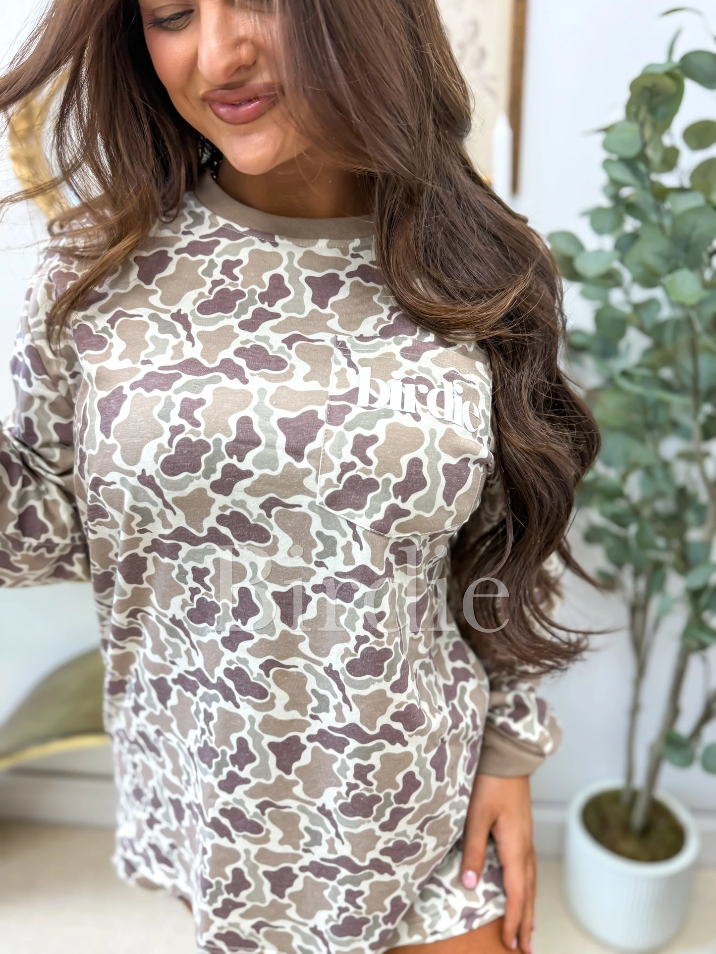 Birdie Two Piece Long Sleeve Short Set in Duck Camo
