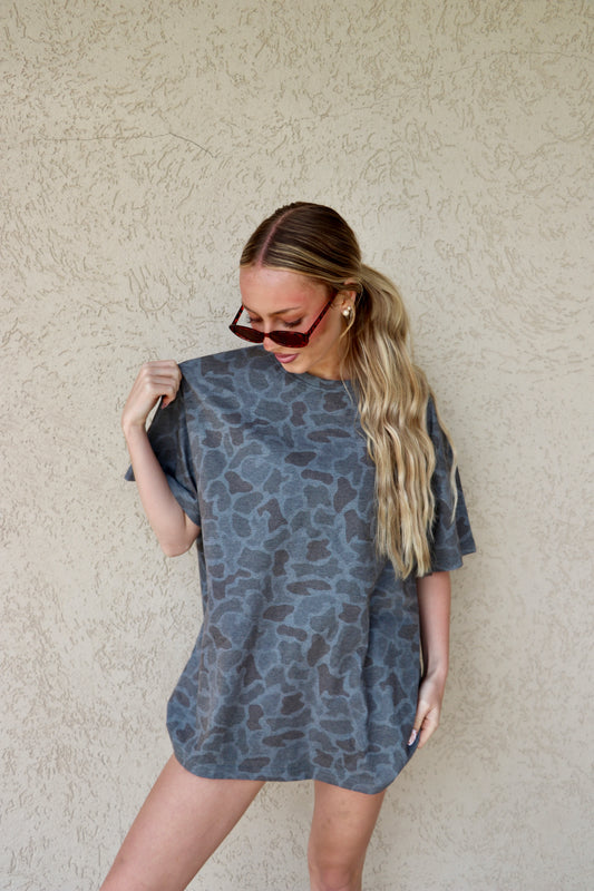 Taylorโd Boyfriend Tee in Deep Marsh Duck Camo PREORDER