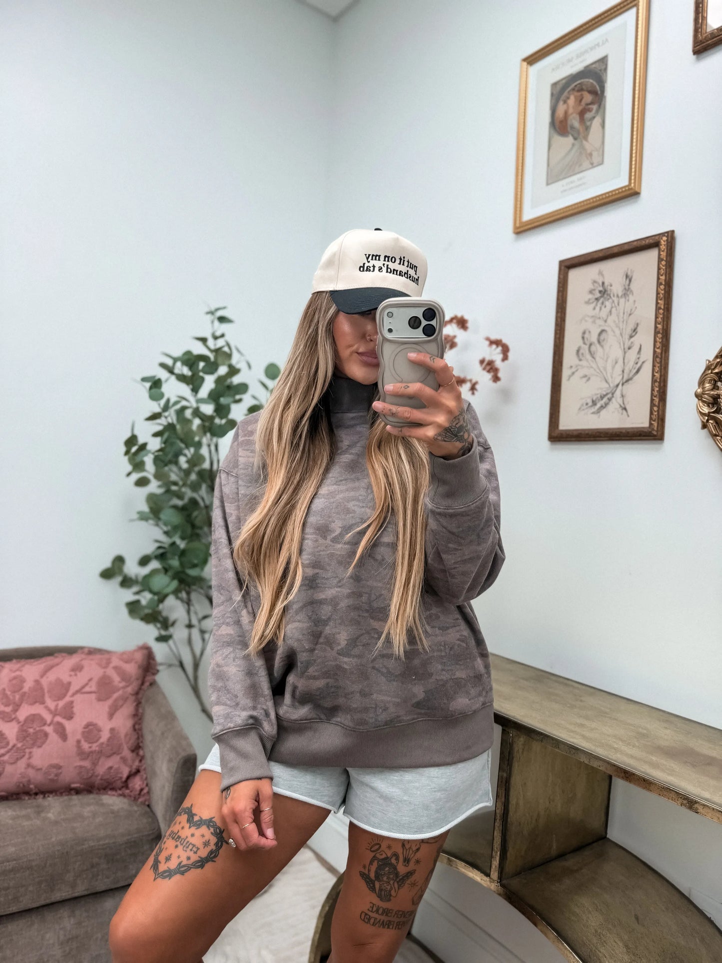 PREORDER Birdie The Ridge Mock Neck in Smoked Oak Camo
