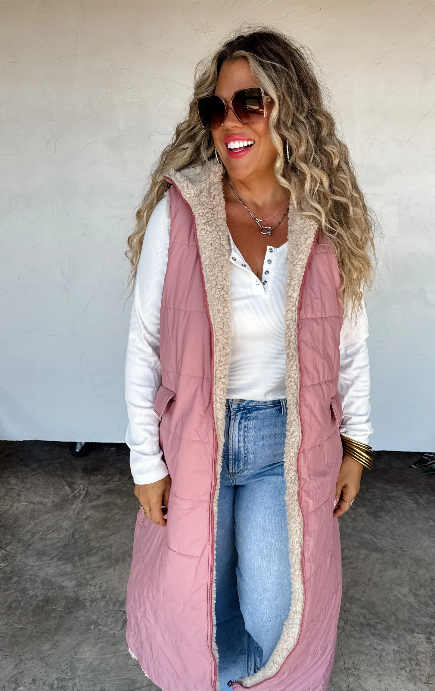 PREORDER/ free ship— Reversible Sherpa Puffer Vest