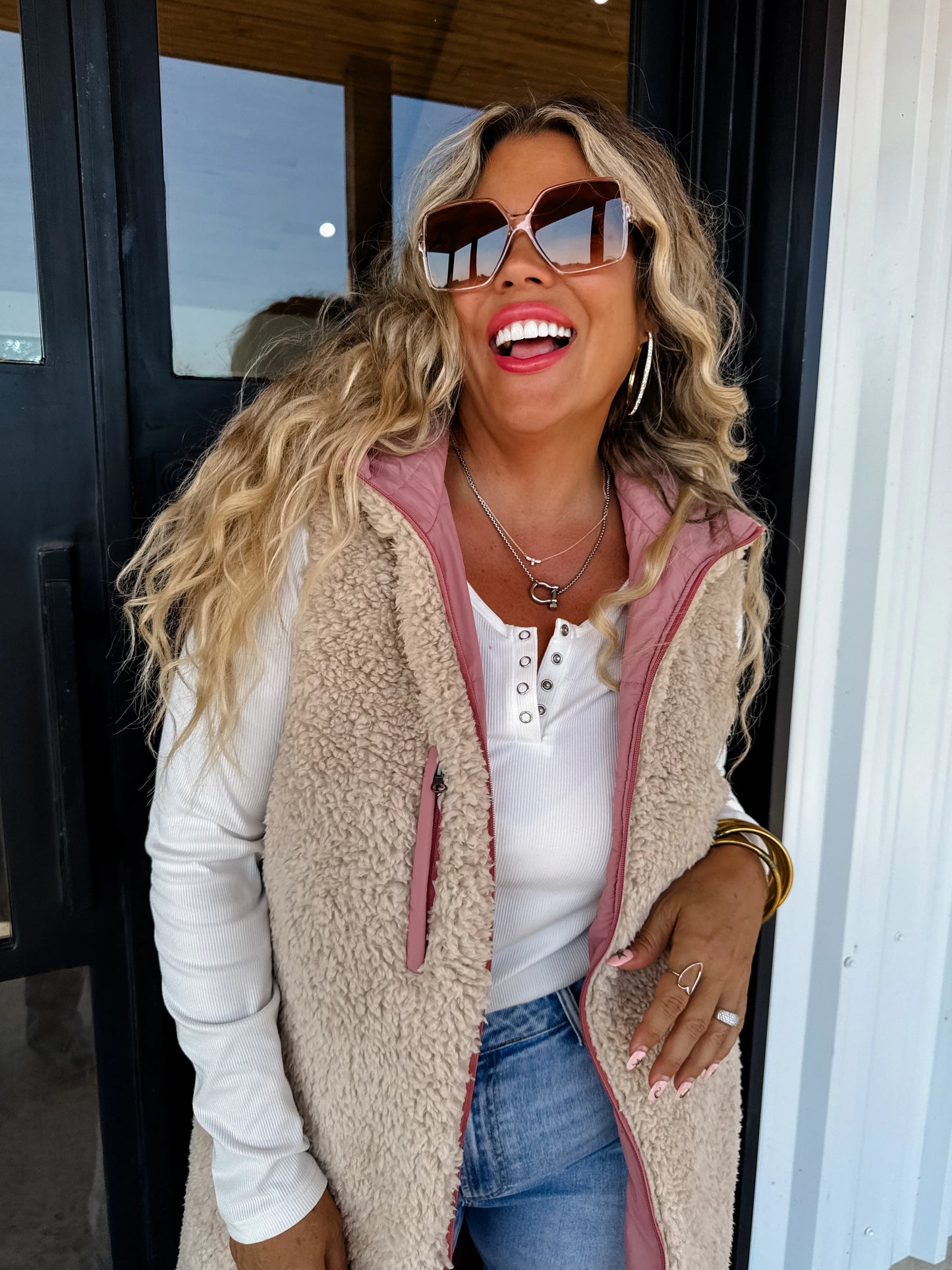 PREORDER/ free ship— Reversible Sherpa Puffer Vest