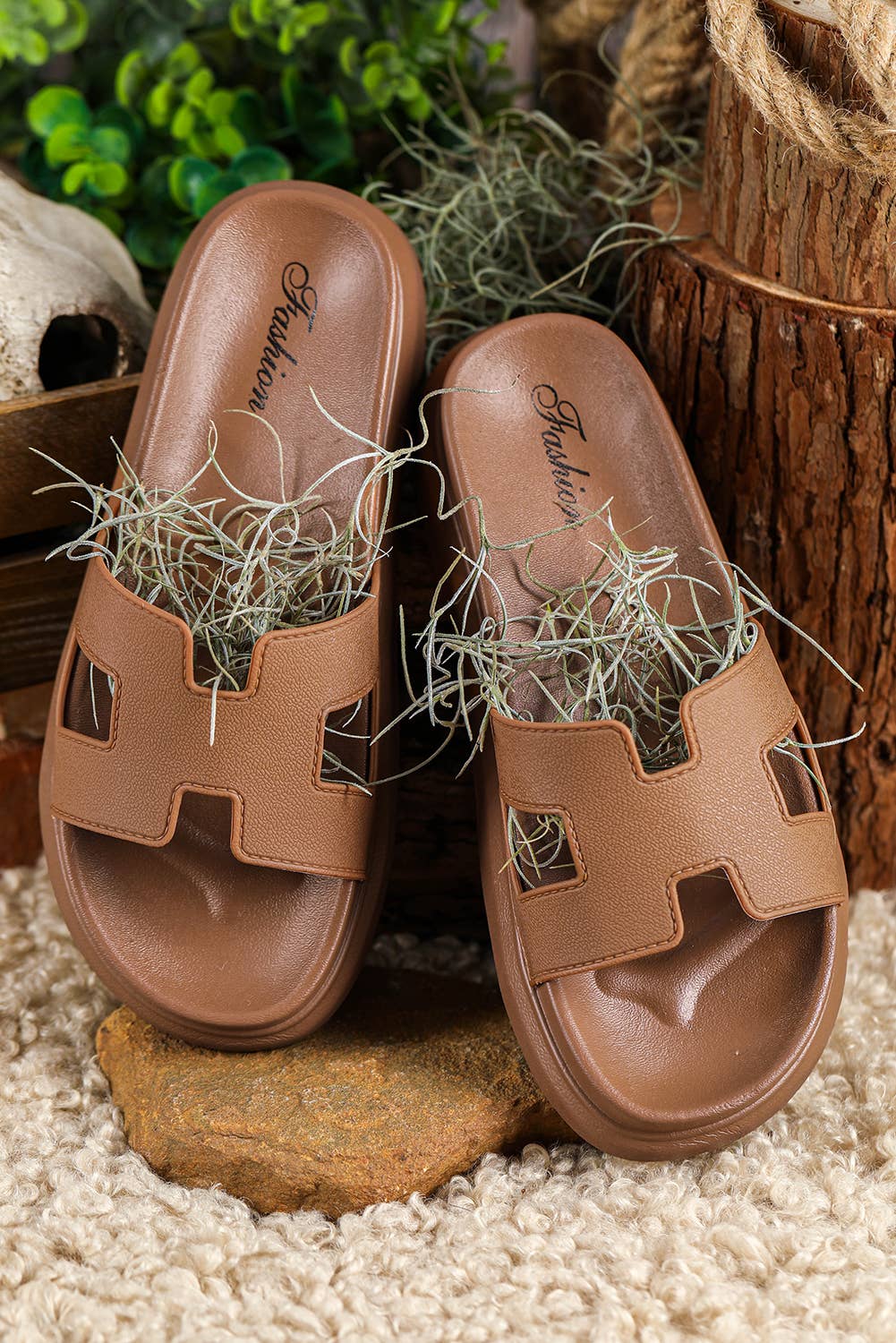 LDC Cutout Design Open Toe Platform Slippers