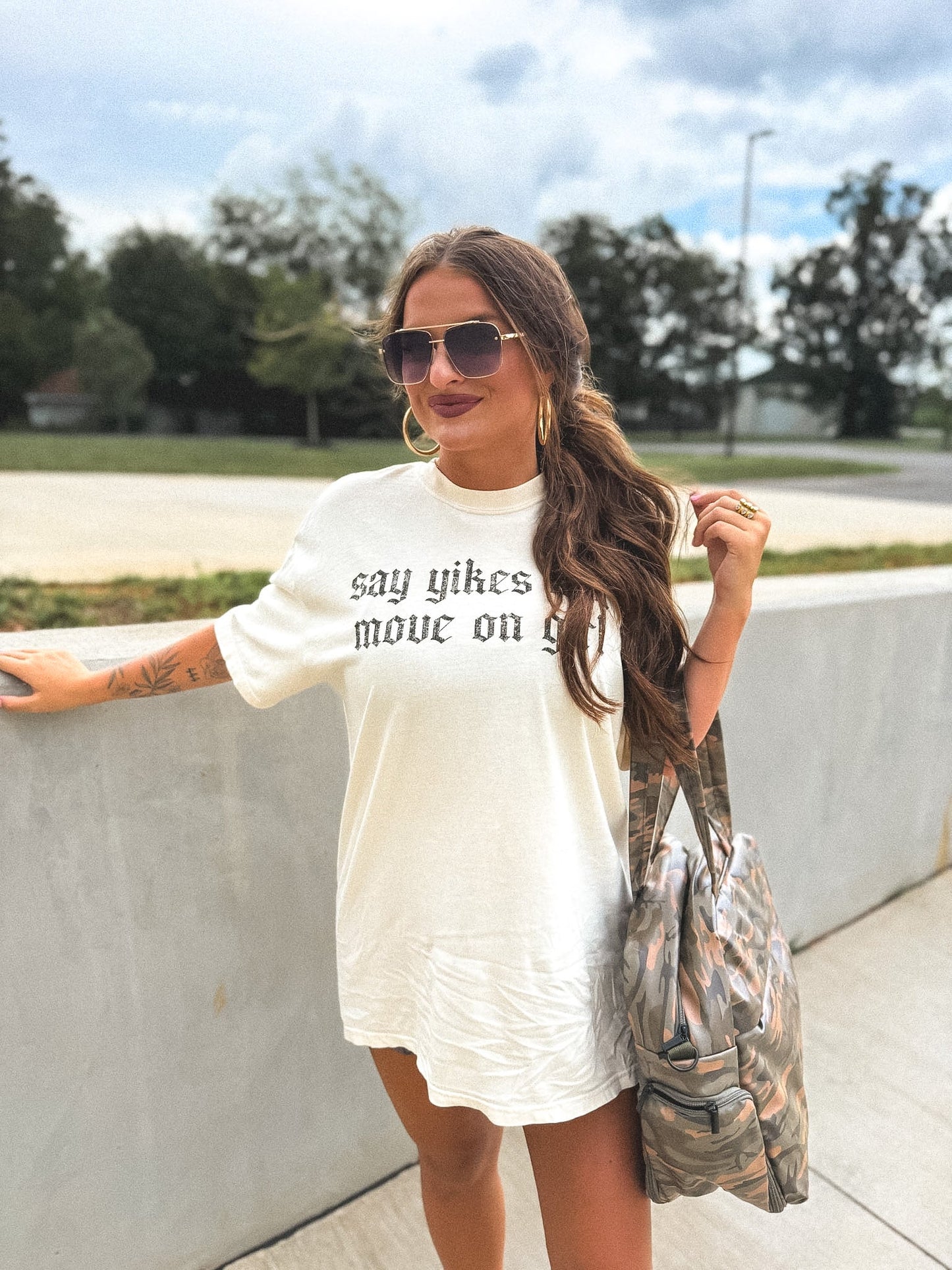 Say Yikes Graphic Tee on Ivory *final sale*