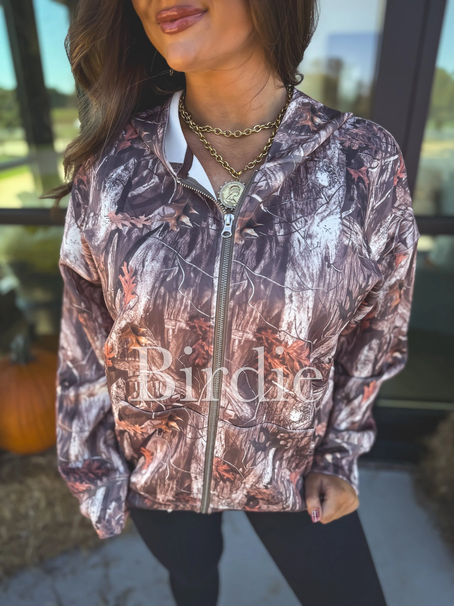 Birdie Zip Hooded Jacket In Woodland Camo