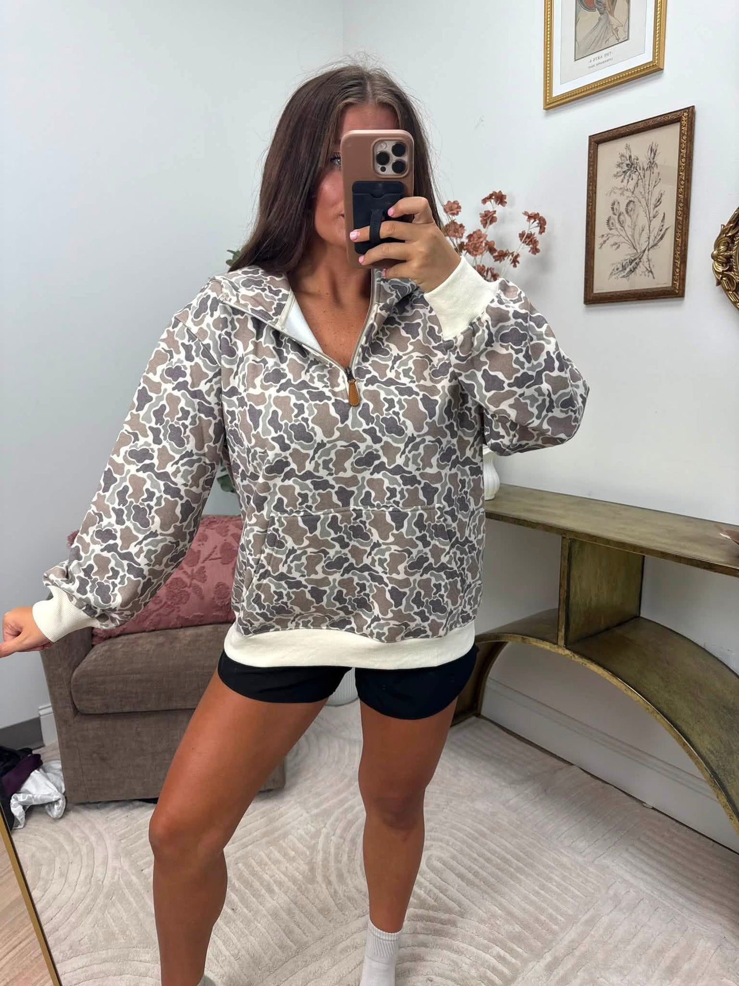 PREORDER Birdie Comfort Weight Quarter Zip Pullover in Duck Camo