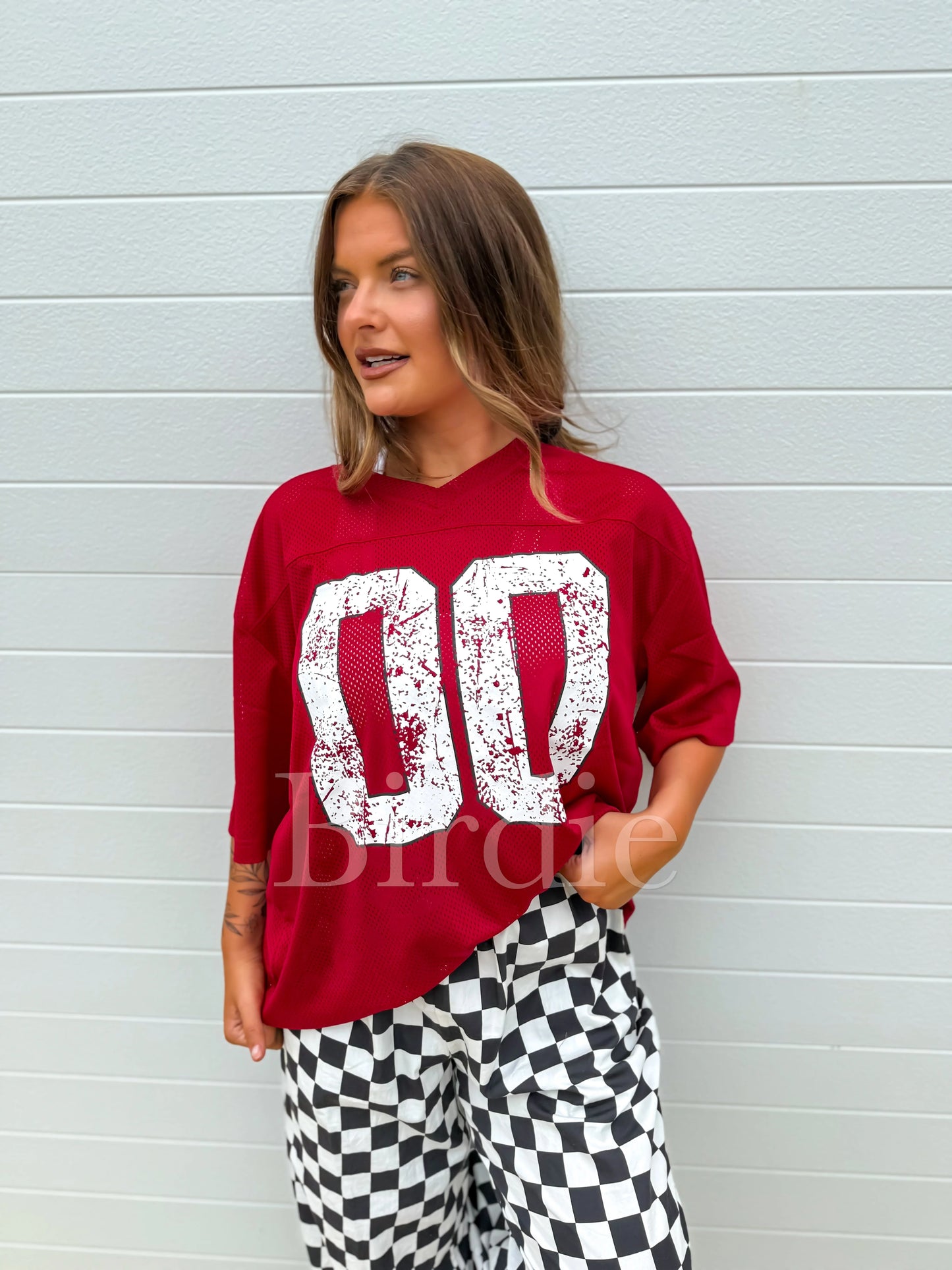 ★ PRE-ORDER Birdie 00 Athletic Oversized Jersey In Black & Red ★