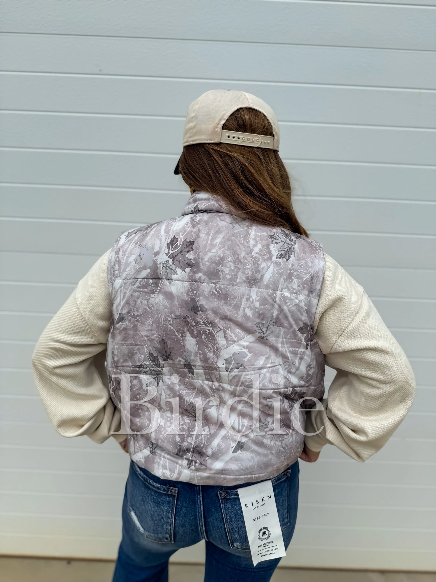 PRE-ORDER Birdie Puffer Vest In Light Camo & Cheetah