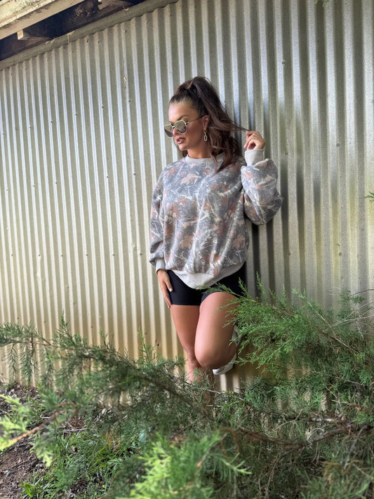 Birdie Soft Spun Crewneck in Timber Haze Camo