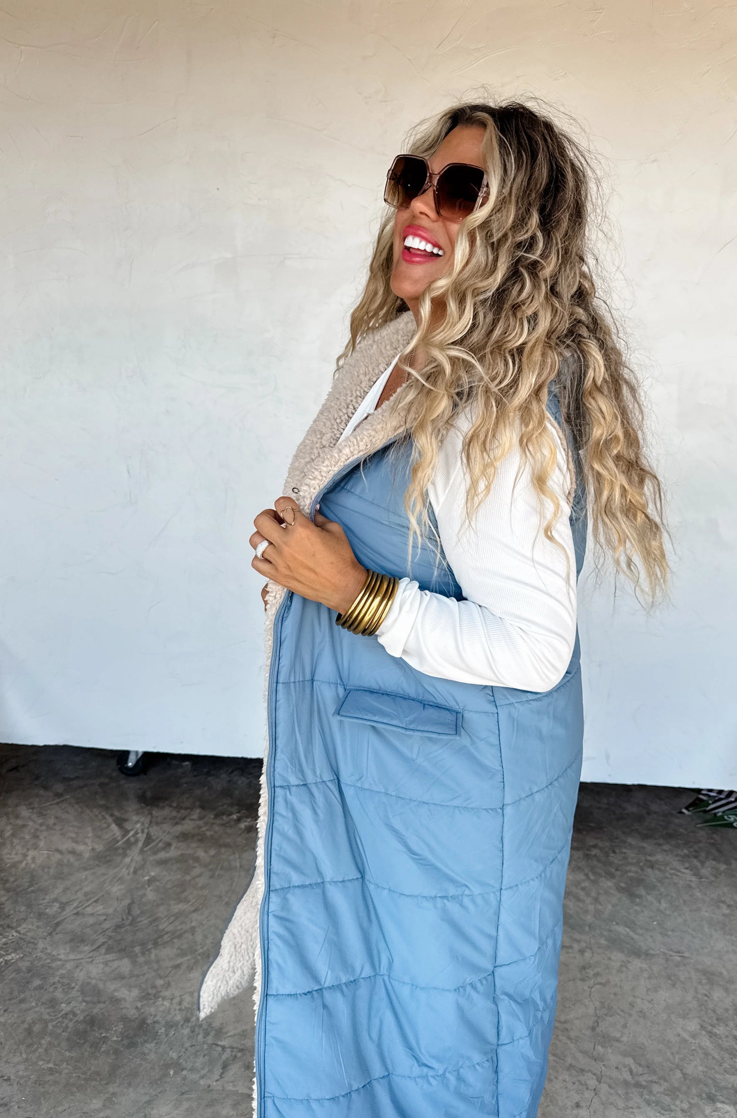PREORDER/ free ship— Reversible Sherpa Puffer Vest