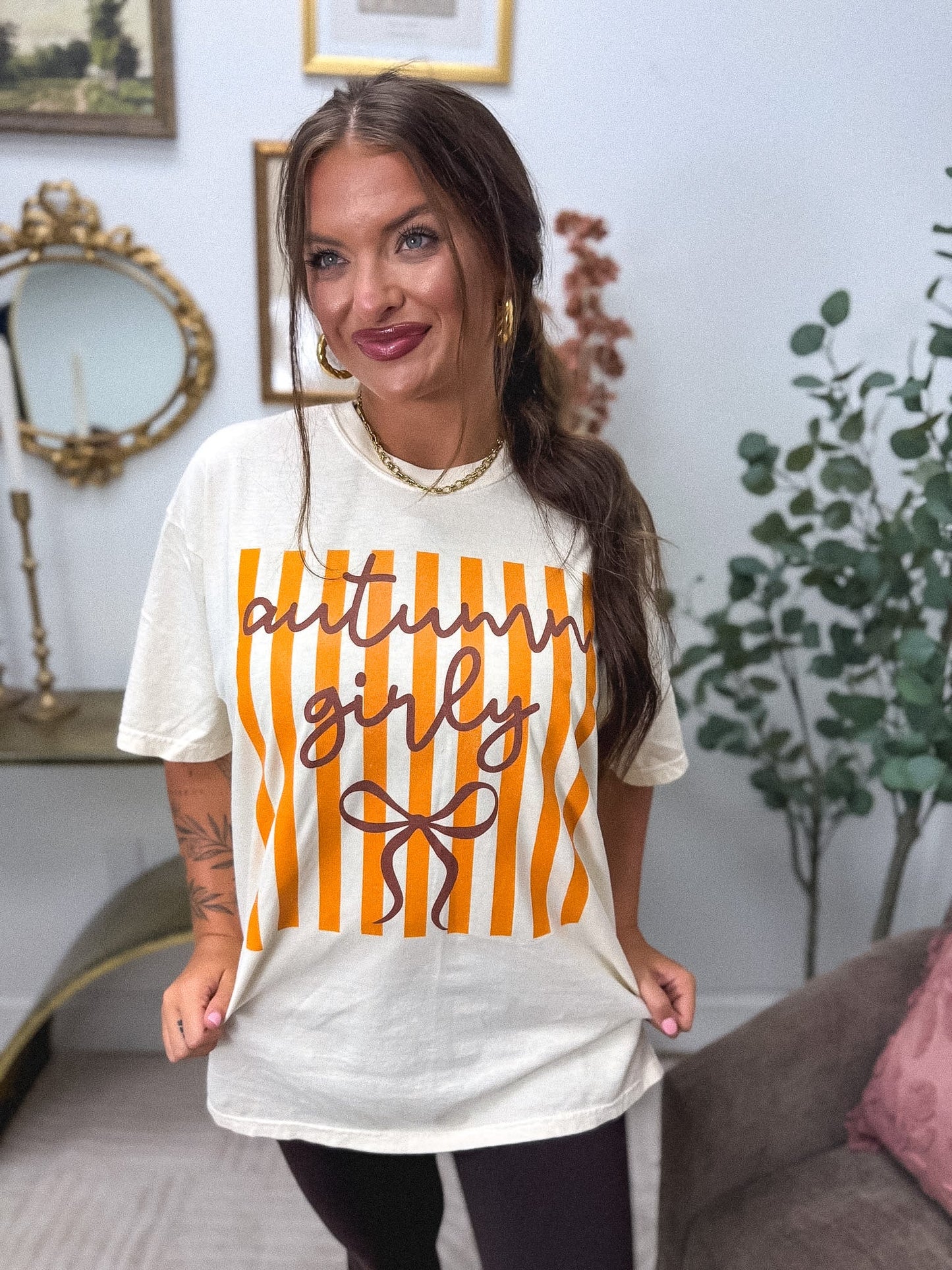Autumn Girly Graphic Tee on Ivory *final sale*