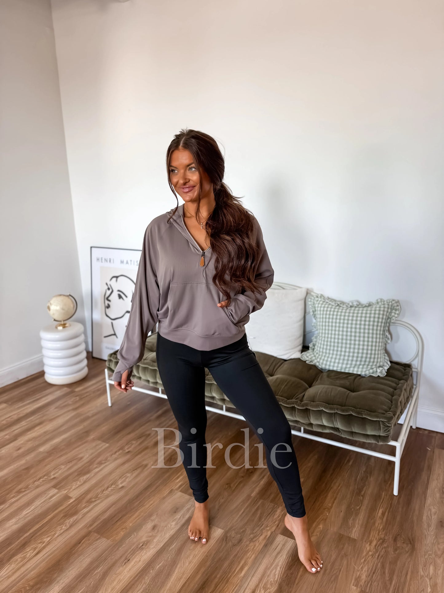 PREORDER Birdie Summer Quarter Zip Pullover in Smoky Taupe