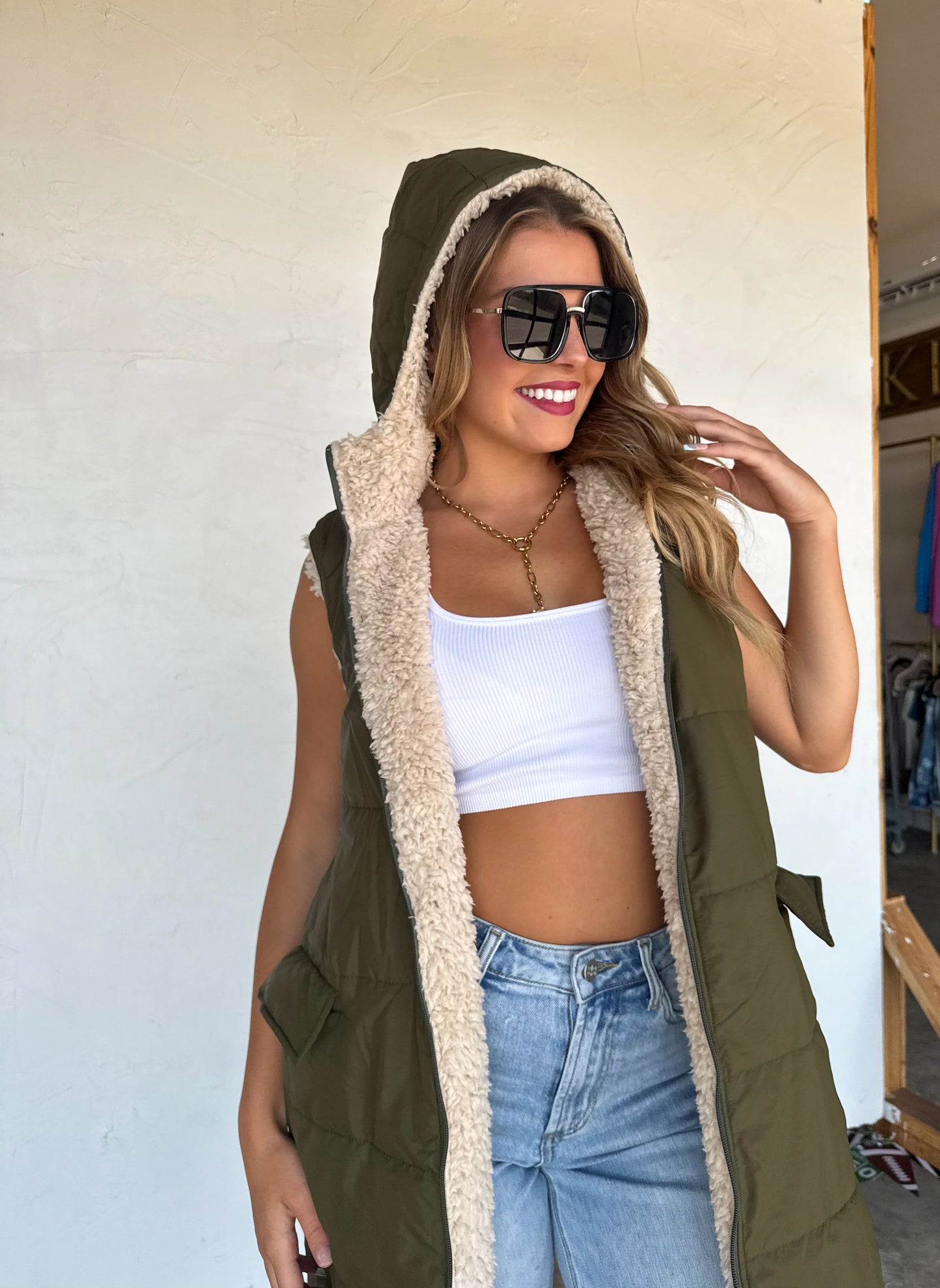 PREORDER/ free ship— Reversible Sherpa Puffer Vest