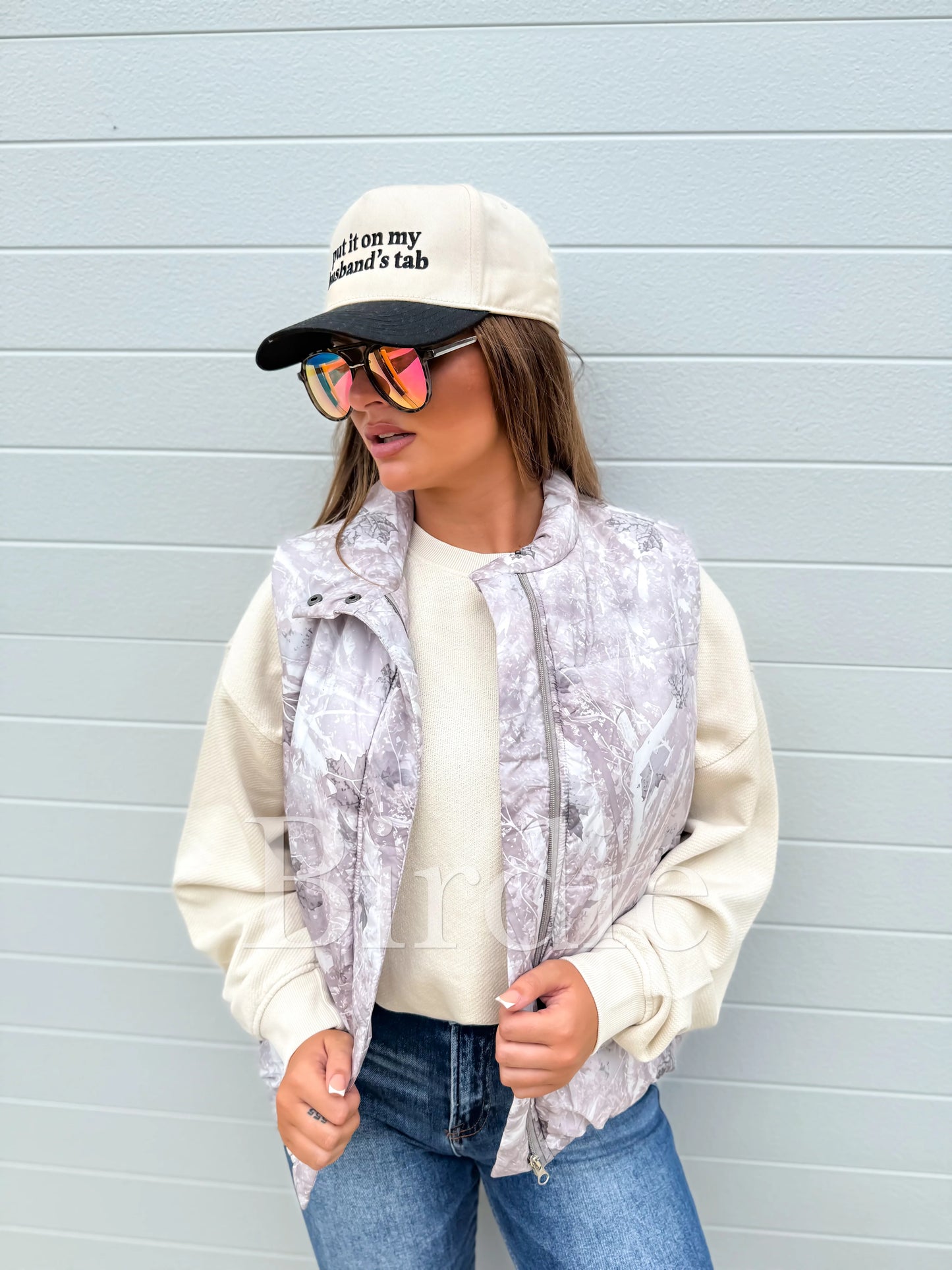PRE-ORDER Birdie Puffer Vest In Light Camo & Cheetah