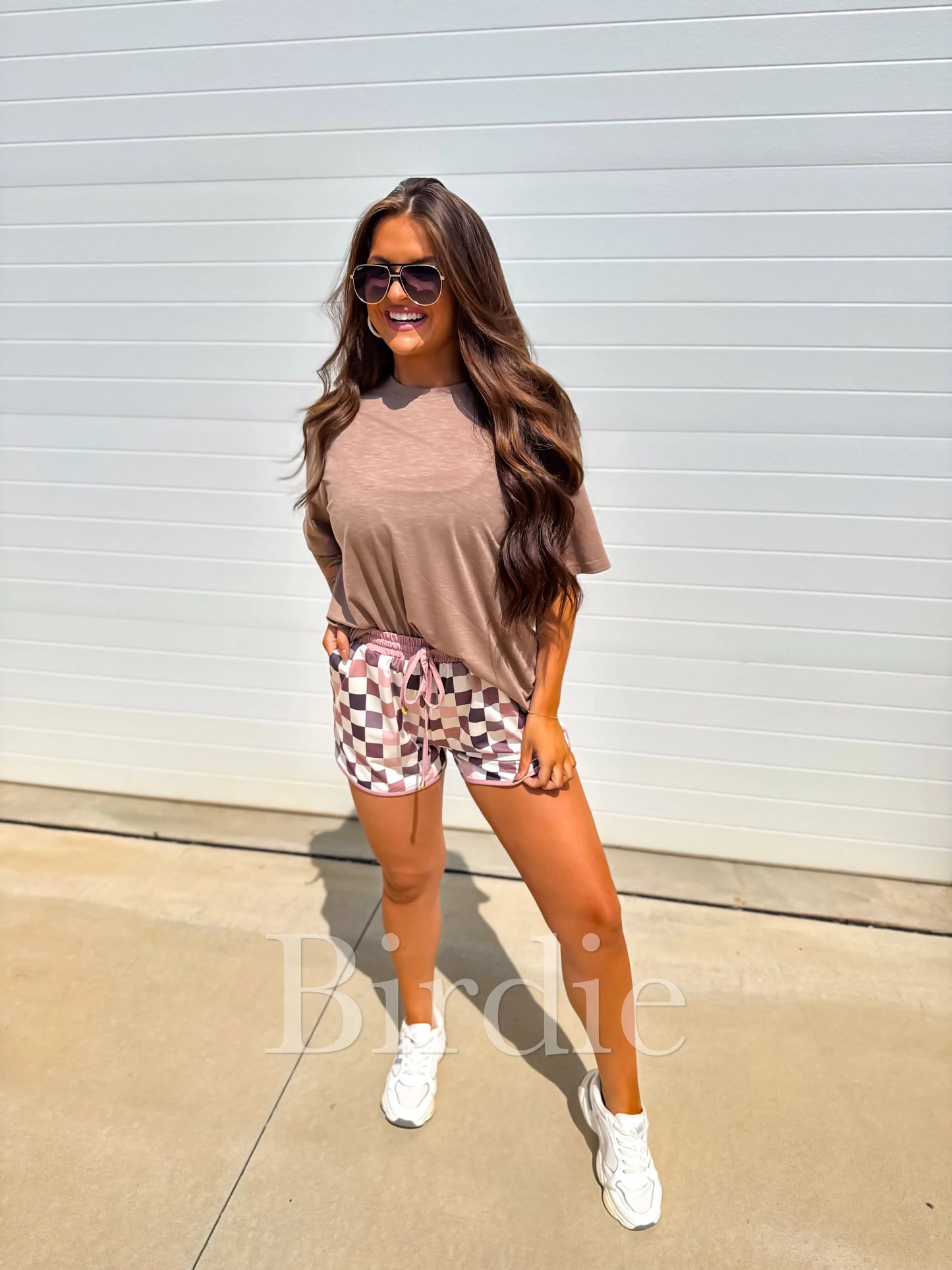 Birdie Active Shorts in Mulled Berry Checkered