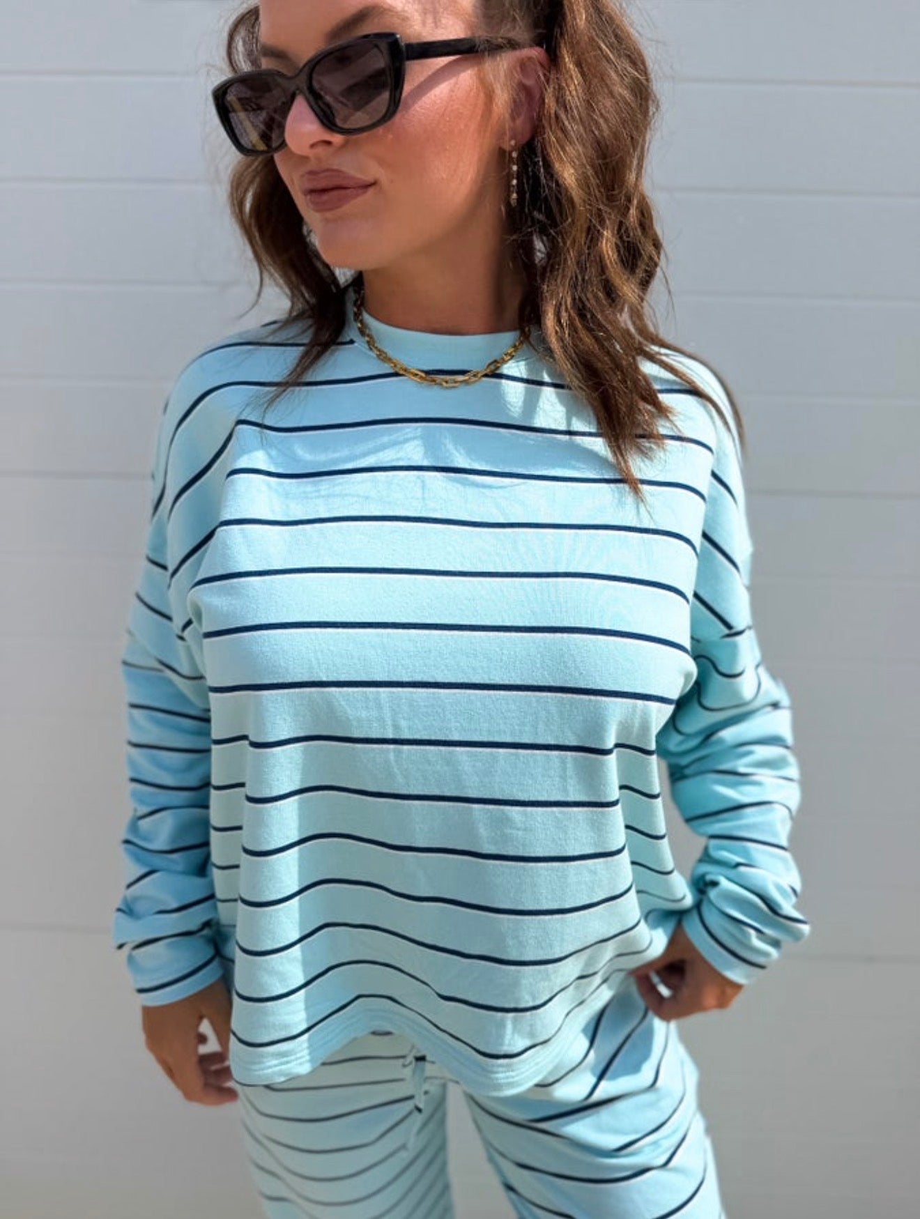 PREORDER Birdie Sunday Ease Set in Island Breeze Stripe (Sold as Set)