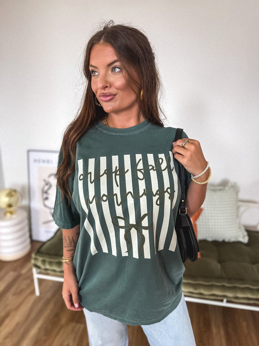 Crisp Fall Morning Graphic Tee on Blue Spruce *final sale*