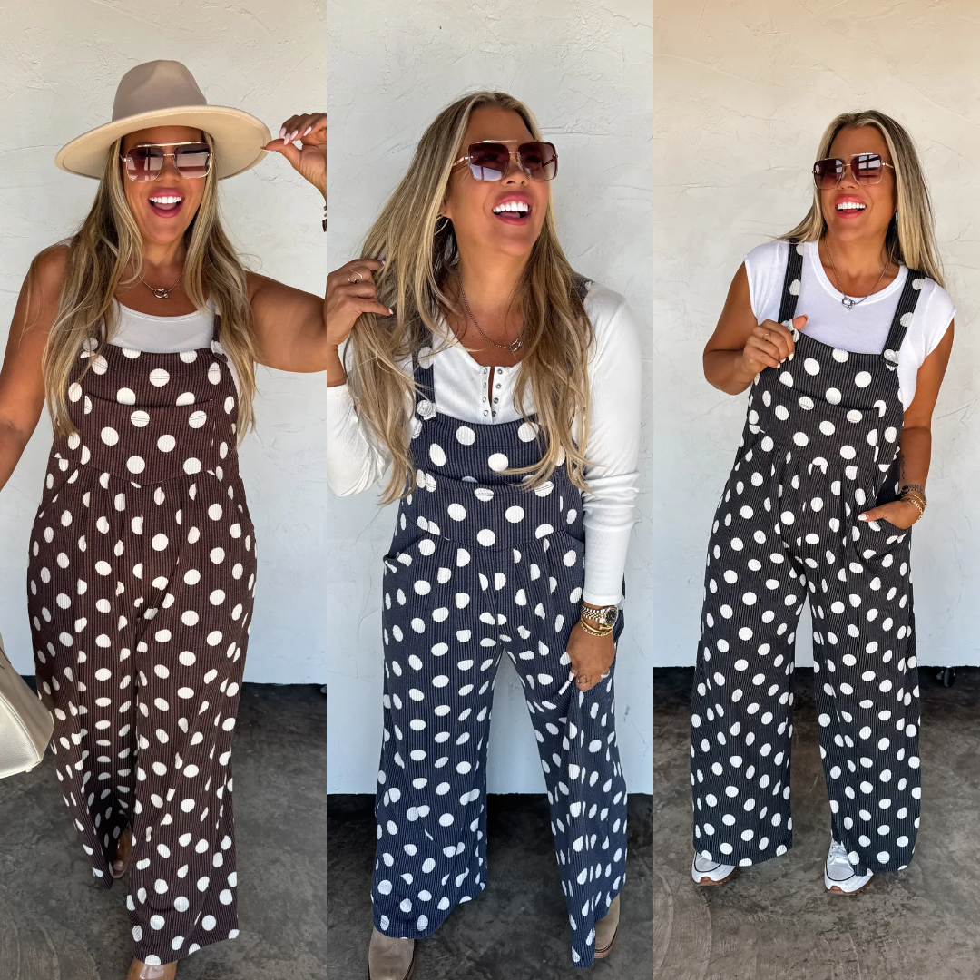 LIMITED QUANTITIES PREORDER *ships free* Polka Dot Karli Boho Overalls