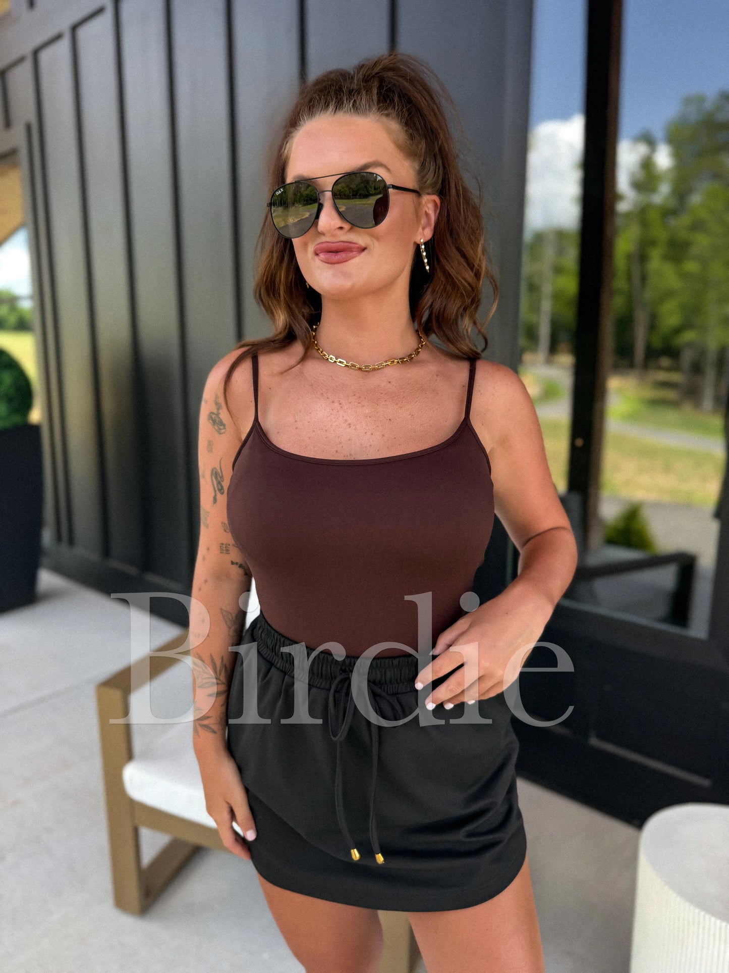 PREORDER Birdie AirSkin Cami with Built in Bra in Espresso