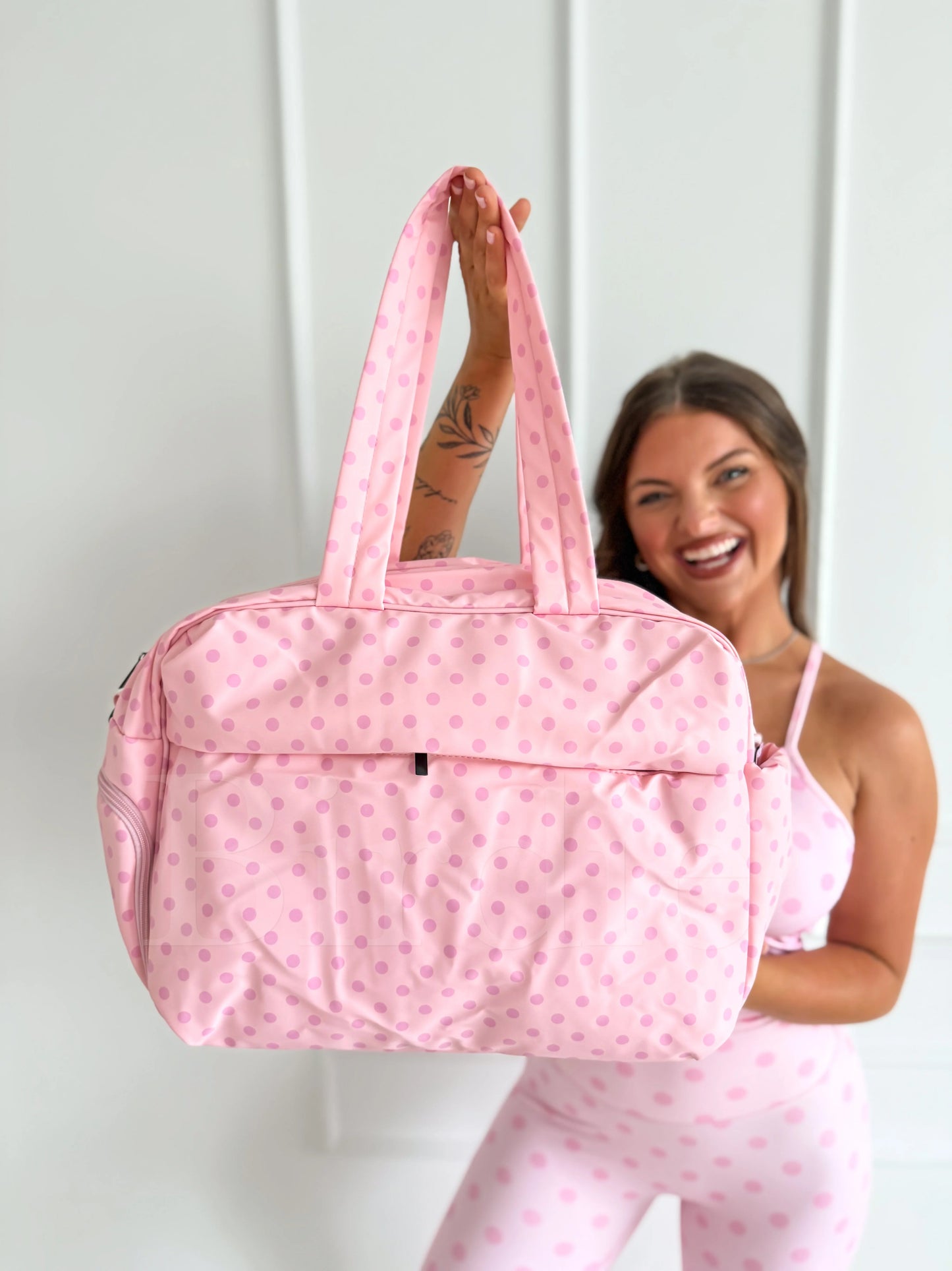 PREORDER Birdie Daily Hustle Duffle in Pinky Promise Dot