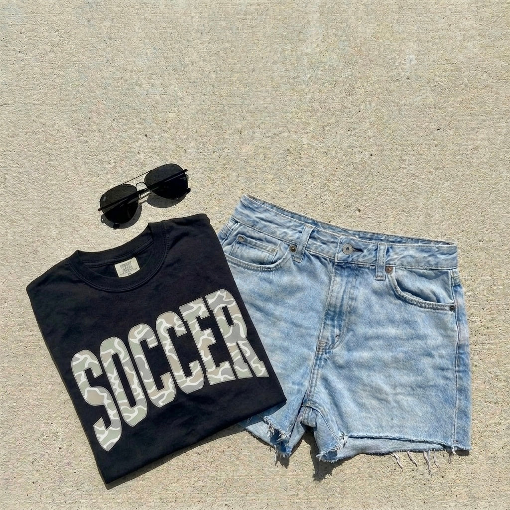 Duck Camo Soccer Graphic Tee on Black