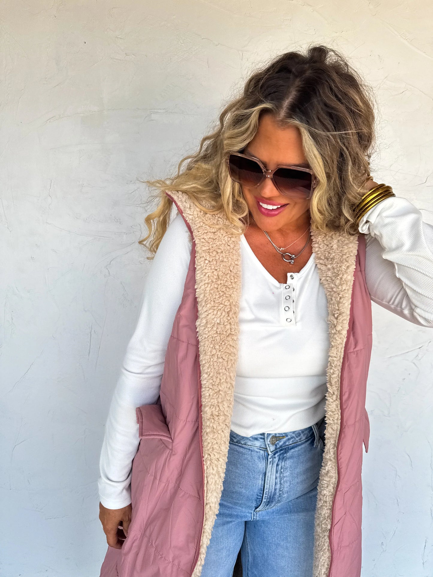 PREORDER/ free ship— Reversible Sherpa Puffer Vest