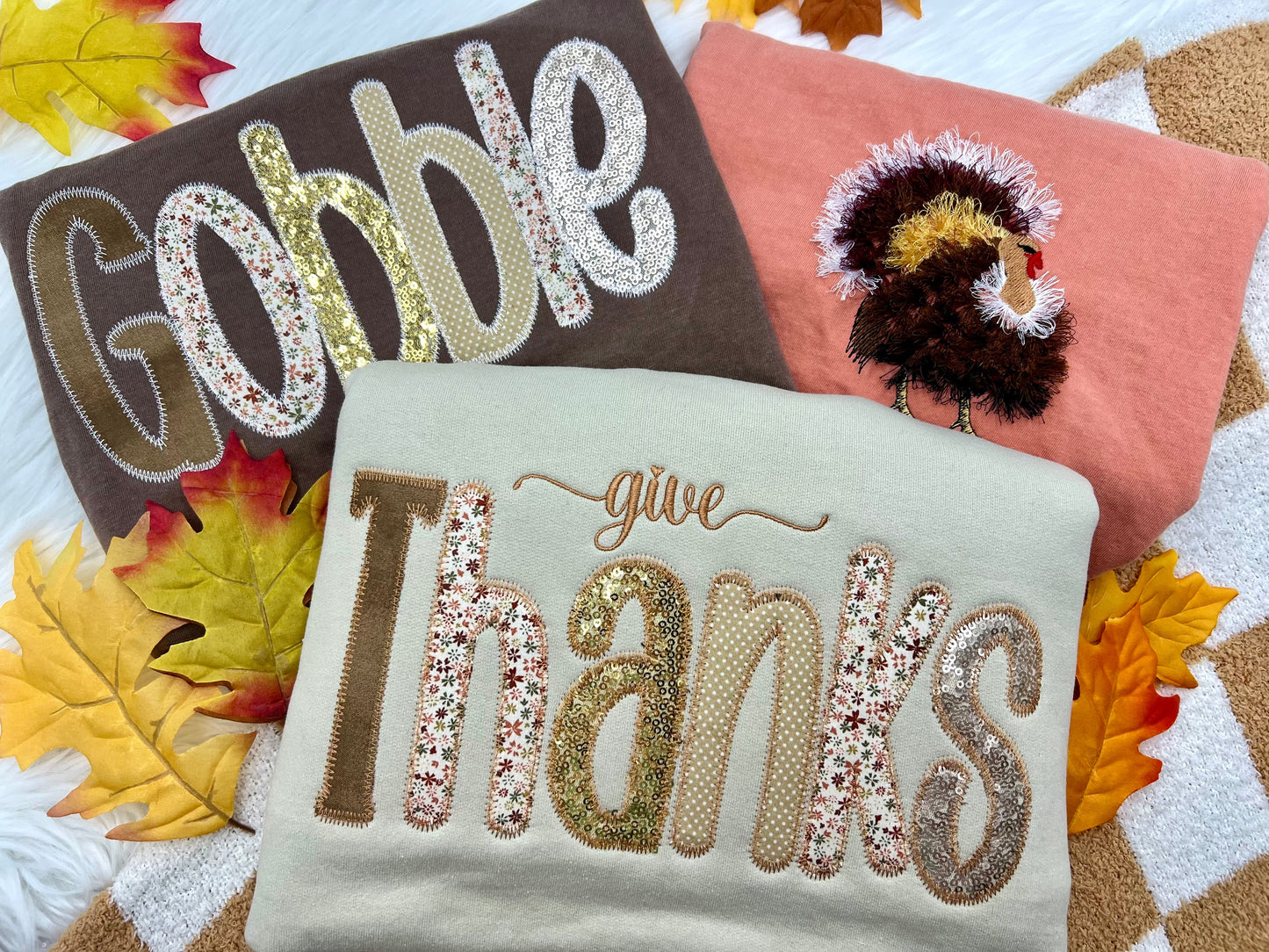 PREORDER Give Thanks Embroidered Appliqué Tee/ Crew