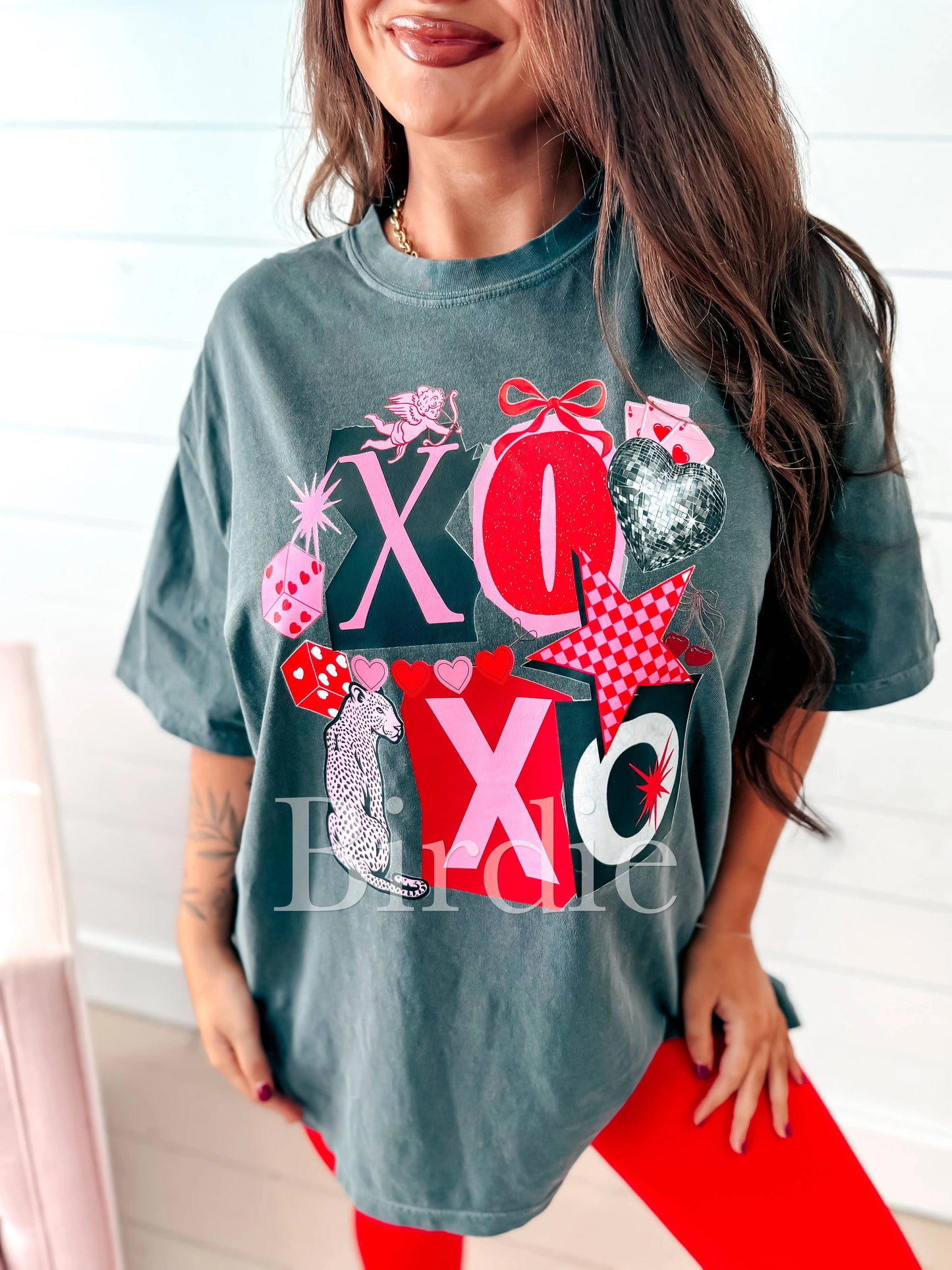XOXO Disco Heart Graphic Tee on Pepper