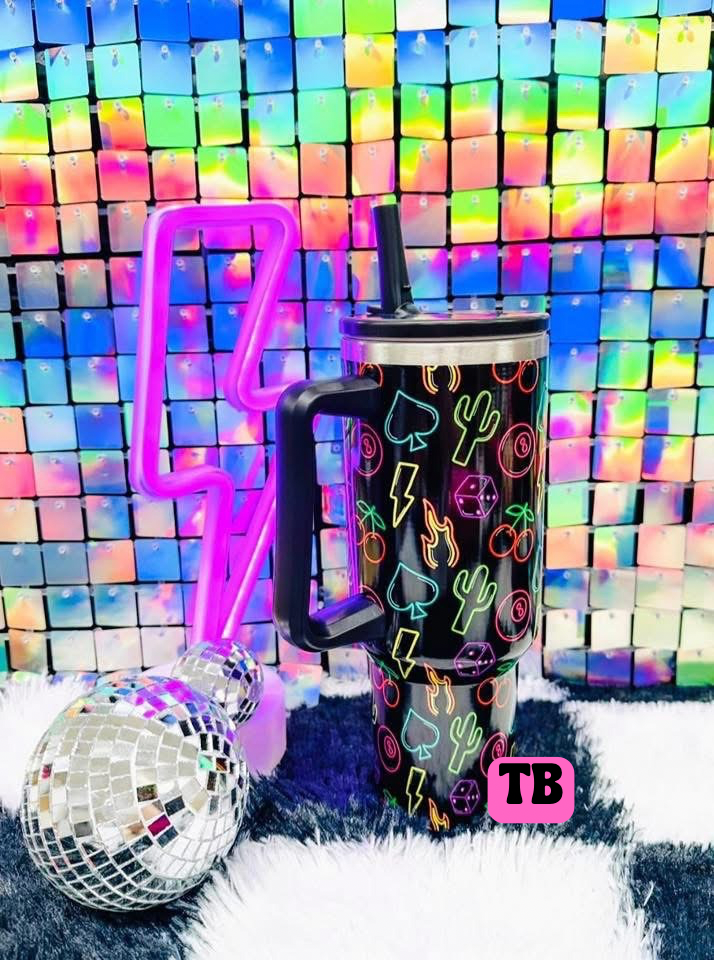 ★Neon Dice No Spill 40oz Tumbler★