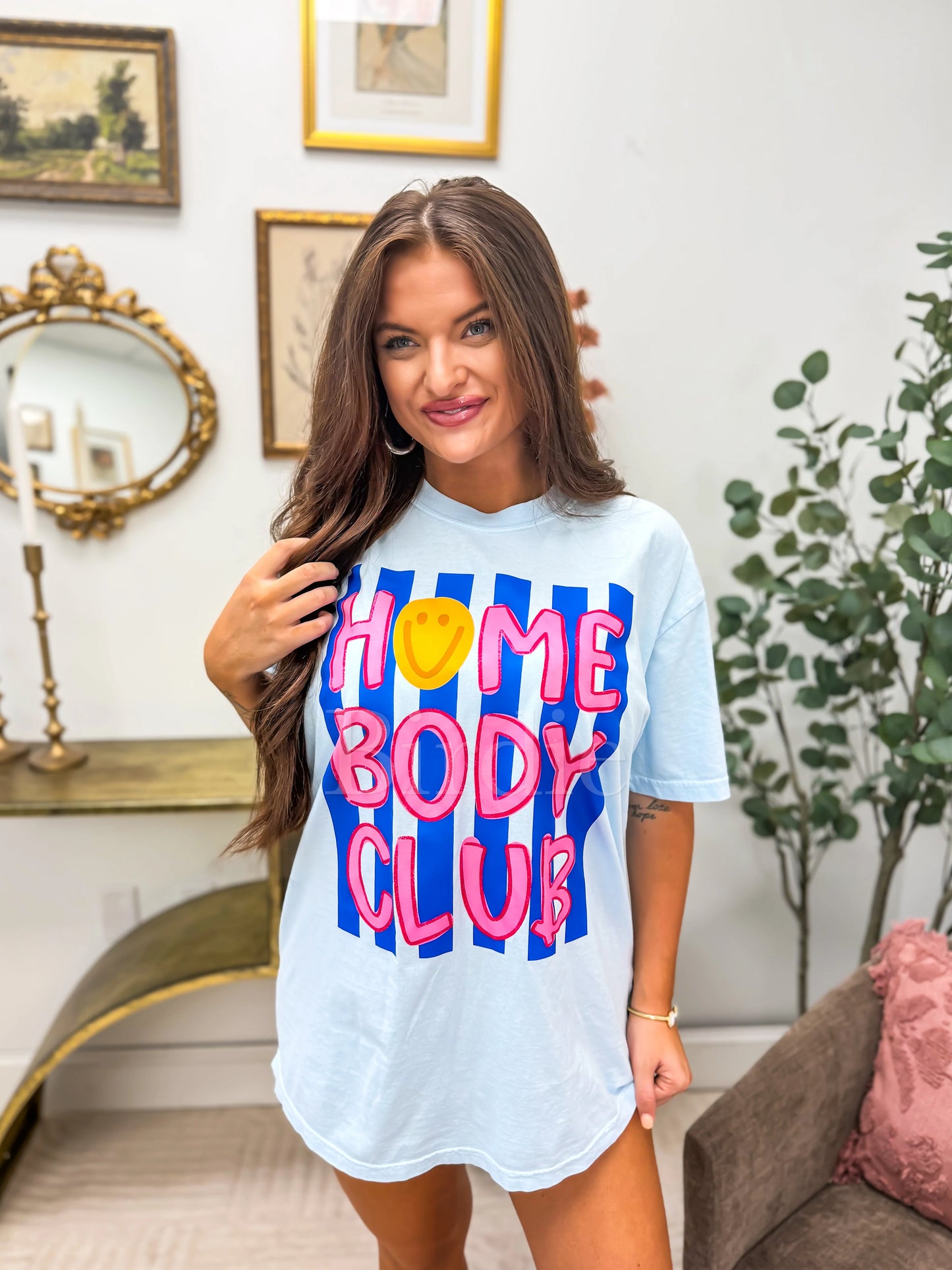 Homebody Club Graphic Tee on Chambray