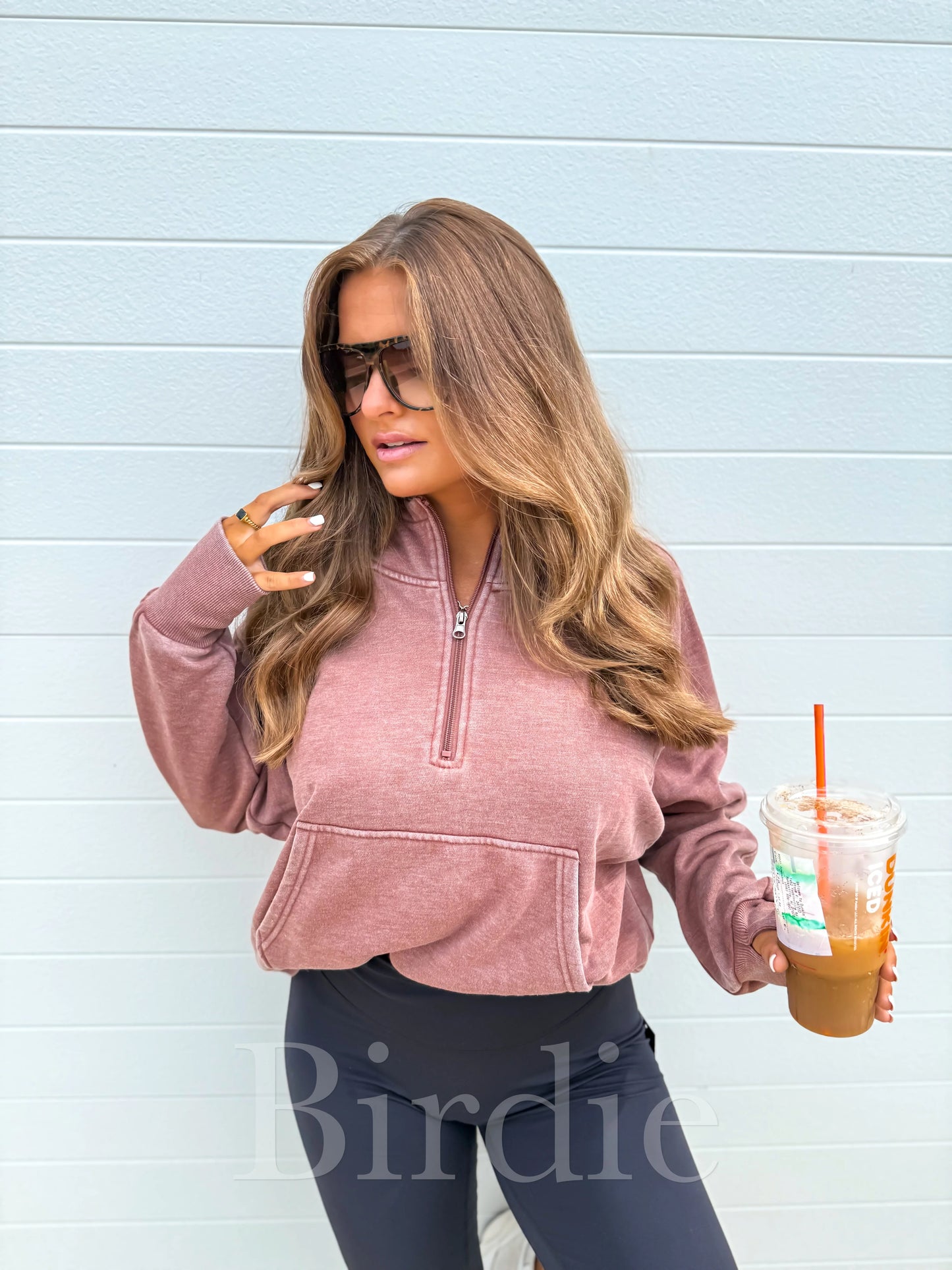 PRE-ORDER Birdie Cinnamon Ash Wash Boxy Quarter Zip