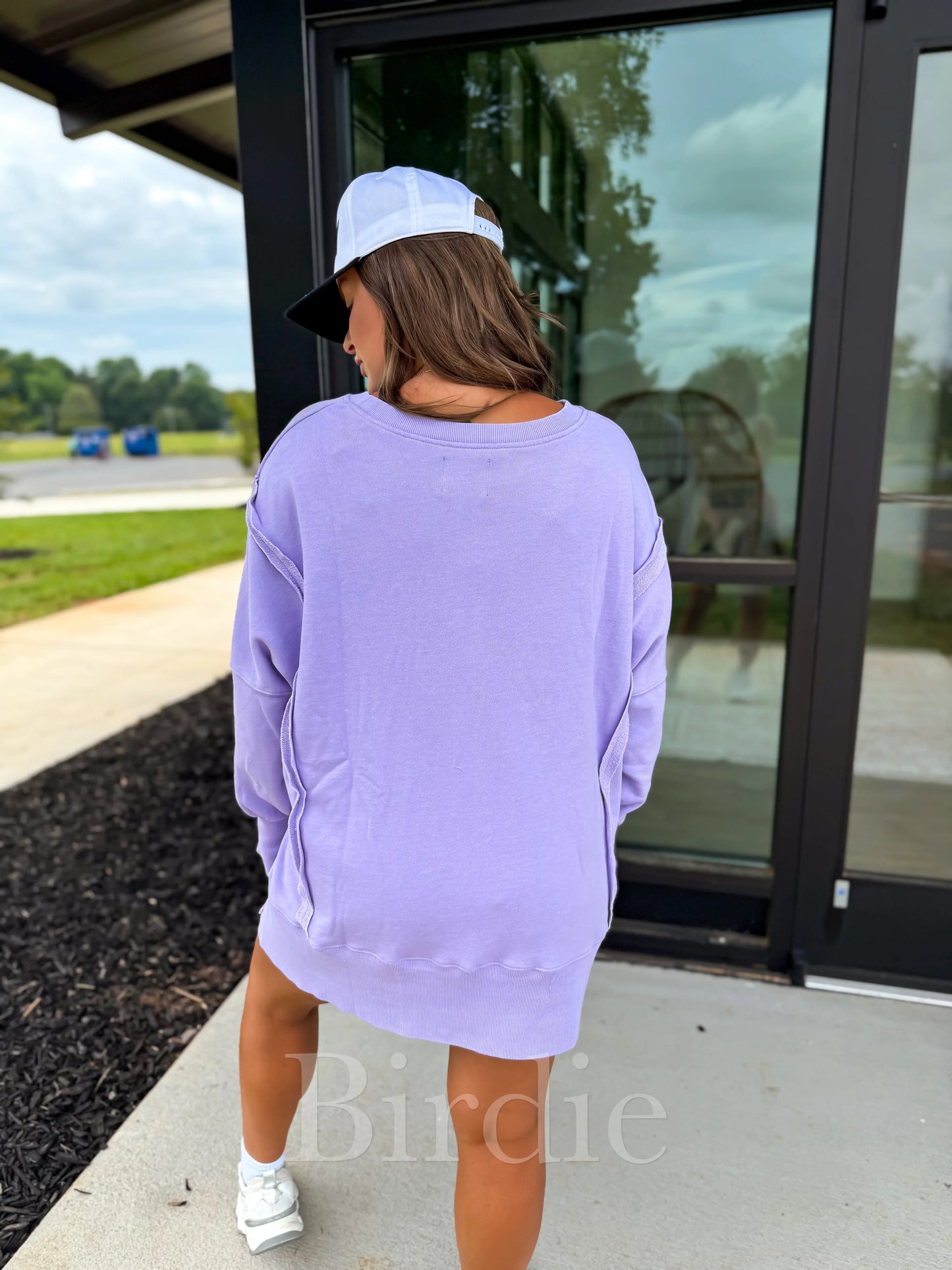 Birdie Lilac Ash Washed Oversized Pullover