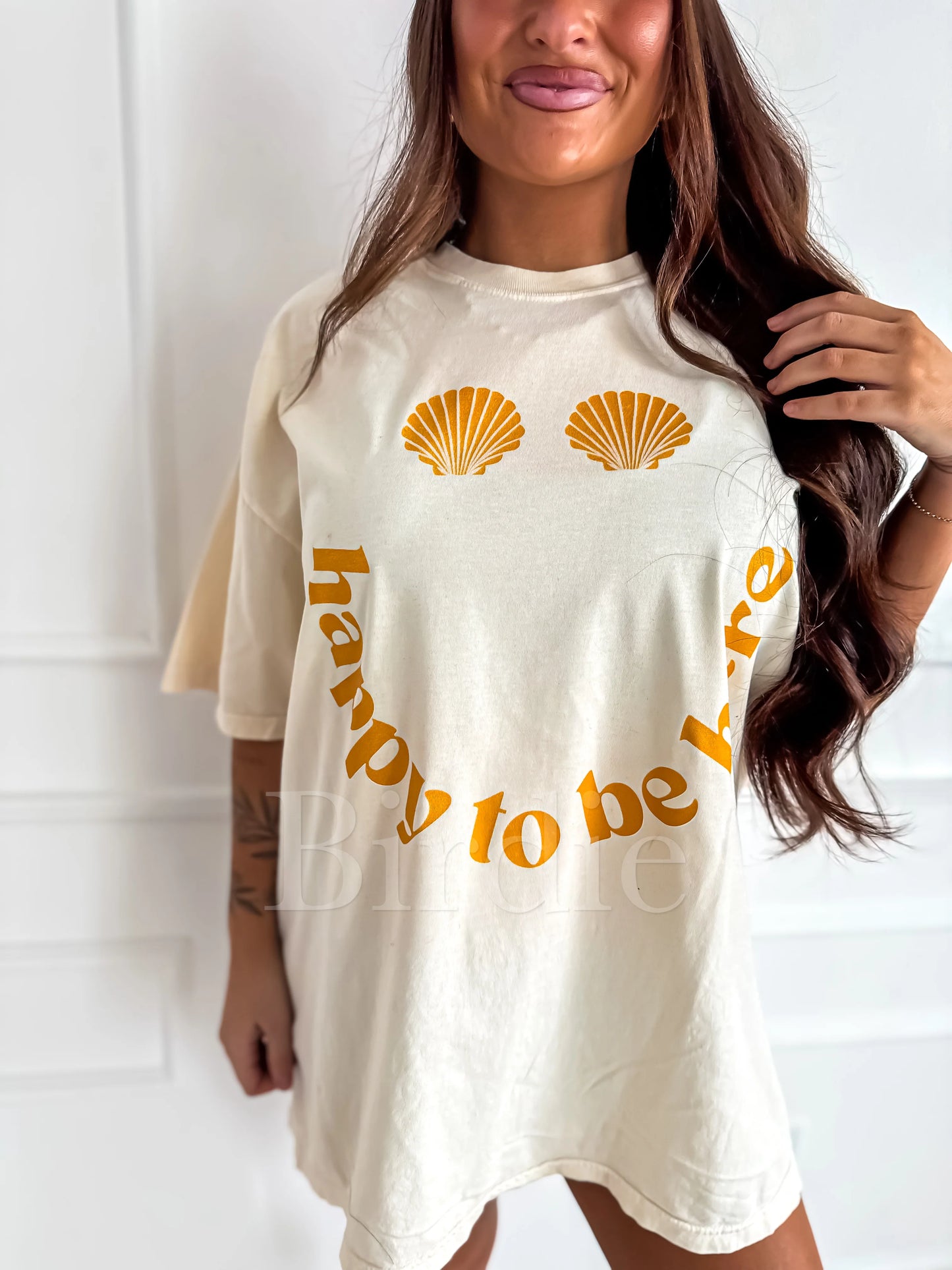 Happy To Be Here Graphic Tee on Ivory