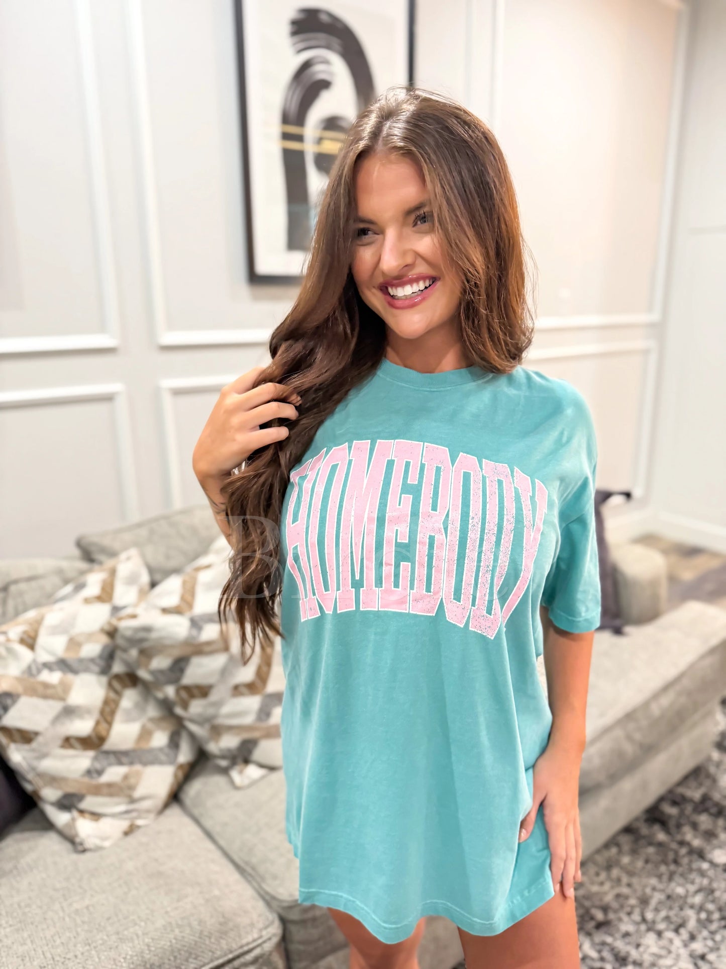 Homebody Graphic Tee on Seafoam