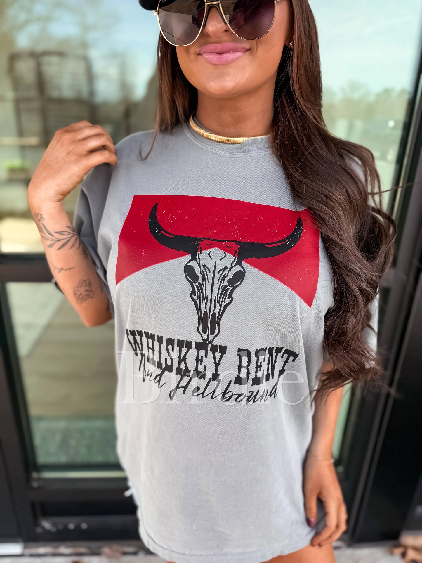 Whiskey Bent Graphic Tee on Gray