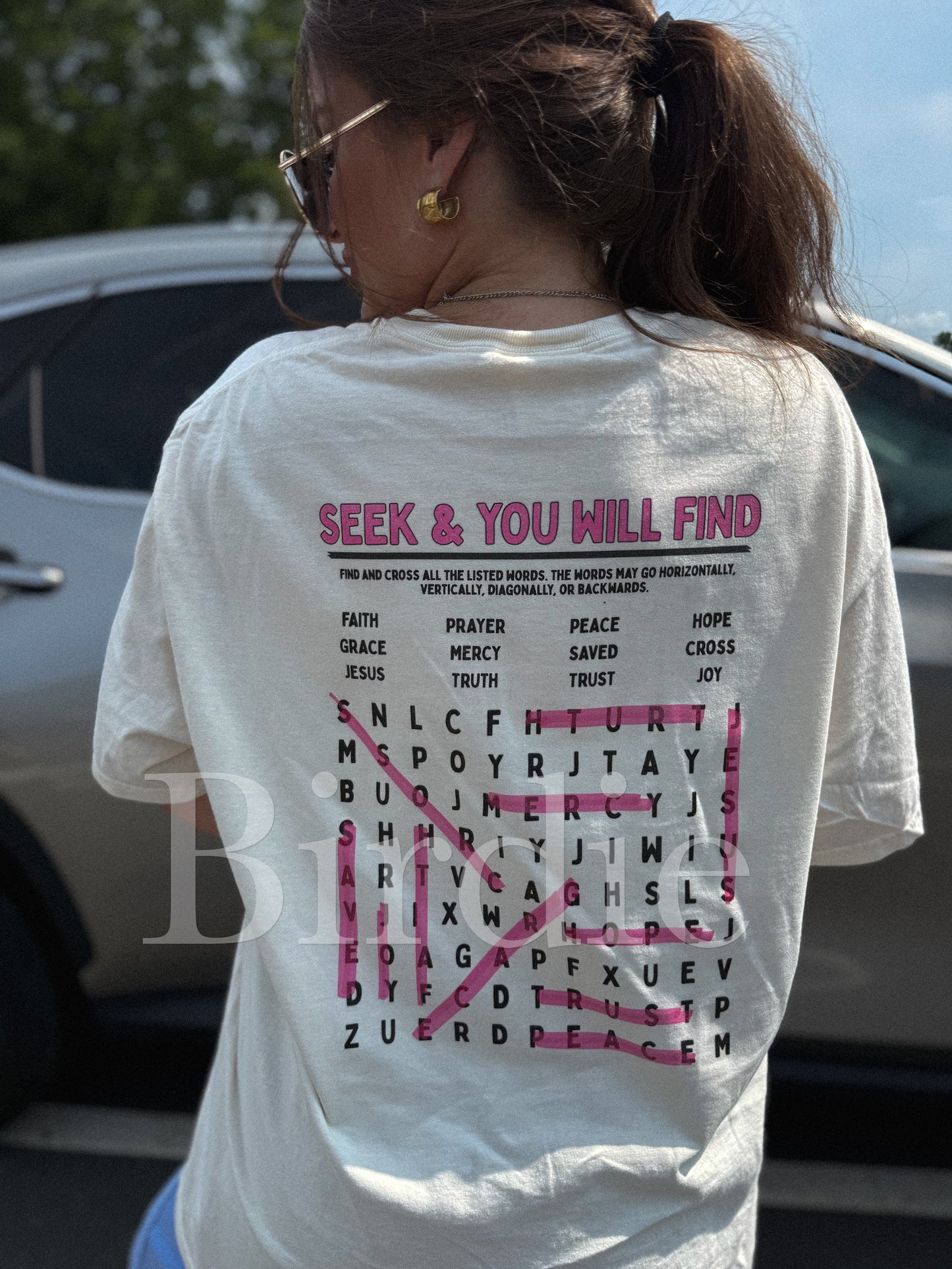 Matthew 7:7 Front & Back Graphic Tee on Ivory