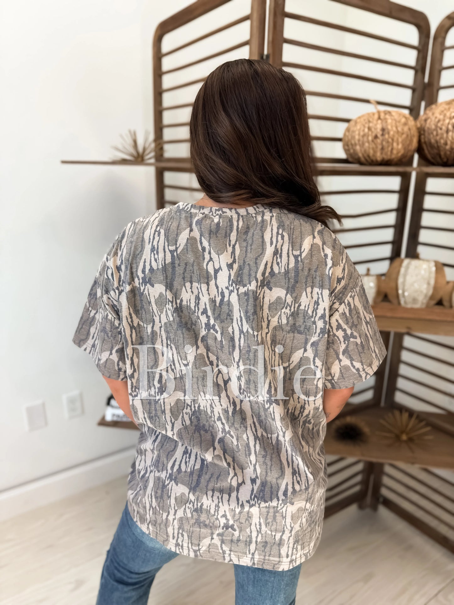 Birdie Oversized Tee in Birch Camo
