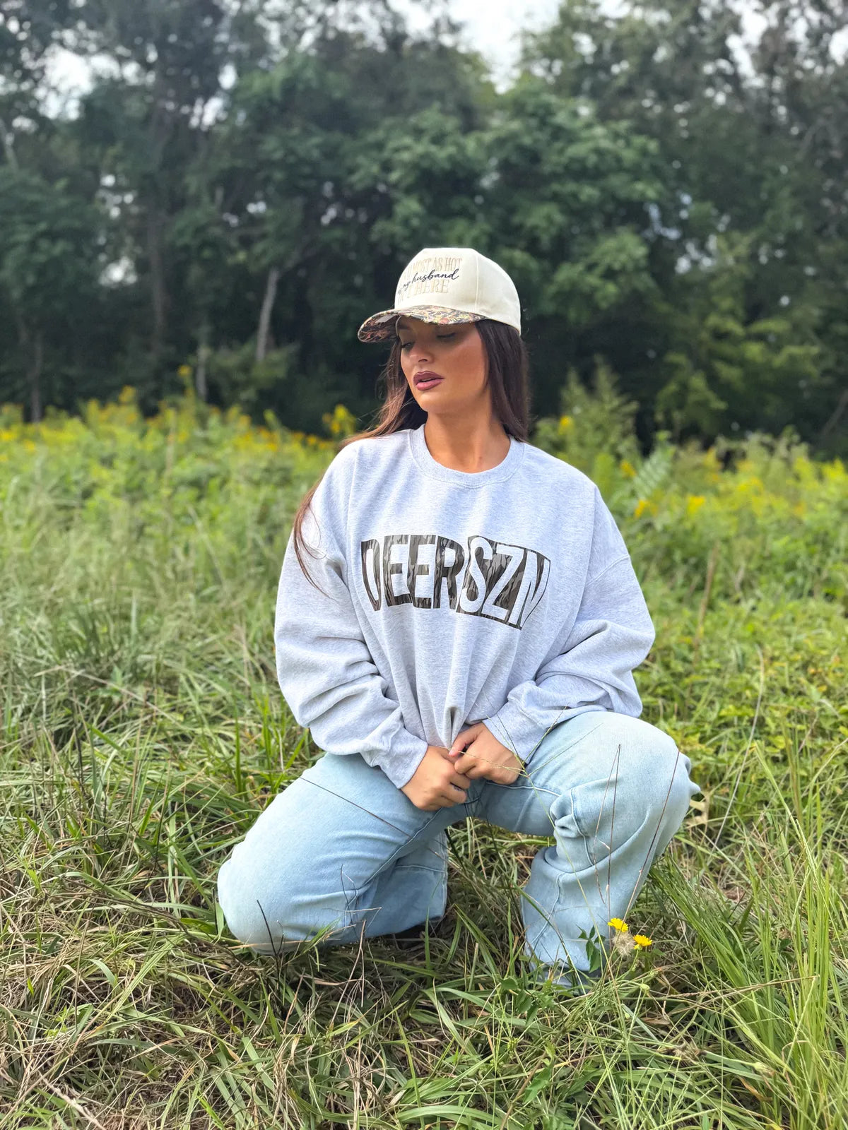Deer Szn Cropped Graphic Crewneck on Ash Gray *final sale*