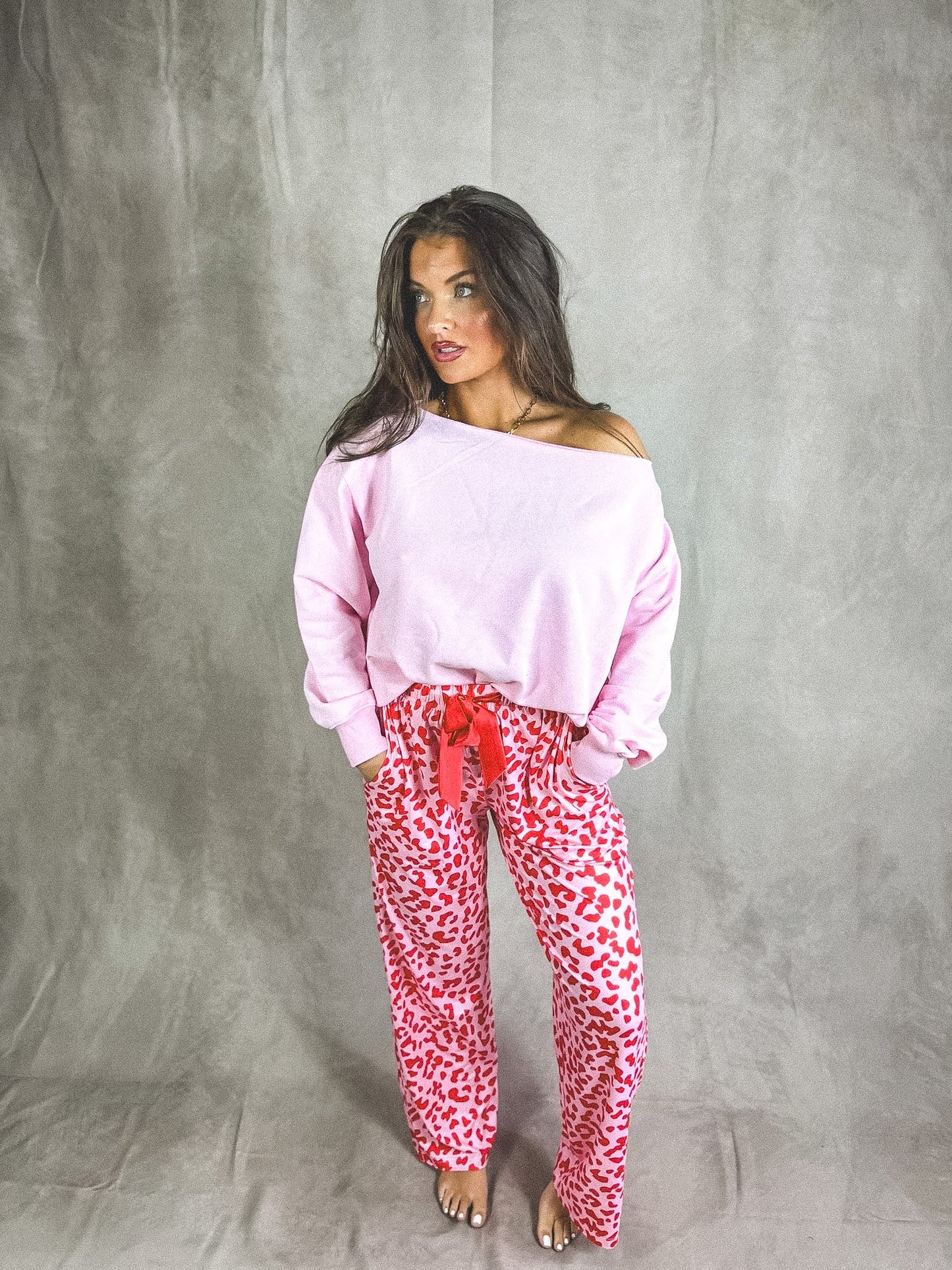 PREORDER Birdie Slouchy Off the Shoulder Sweatshirt in Pink Marshmallow