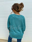PRE-ORDER Birdie Ash Wash Raw Hem Cozy Pullover In Black & Teal