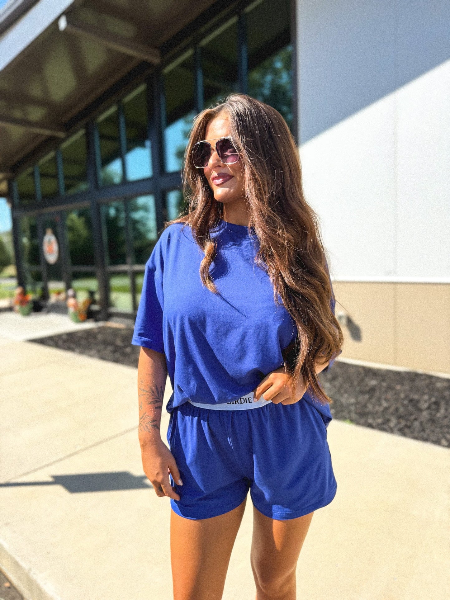PREORDER Birdie Tee Boxer Short Set in Sapphire (Sold as Set)