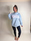 PREORDER Birdie Bubblegum Pink Appliqué Logo on Heather Gray Mock Neck Sweatshirt