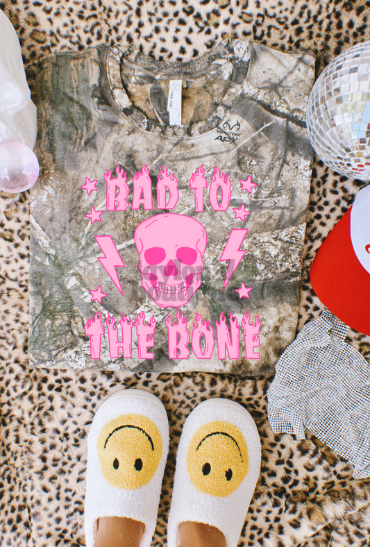 🩷🩵 Bad to the Bone Real Tree Camo Tee