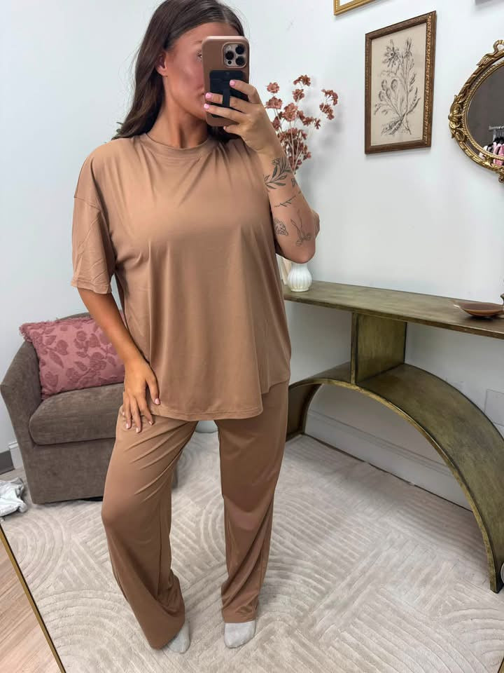 PREORDER Birdie Tee & Boxer Pant Set in Golden Oat (Sold as Set)