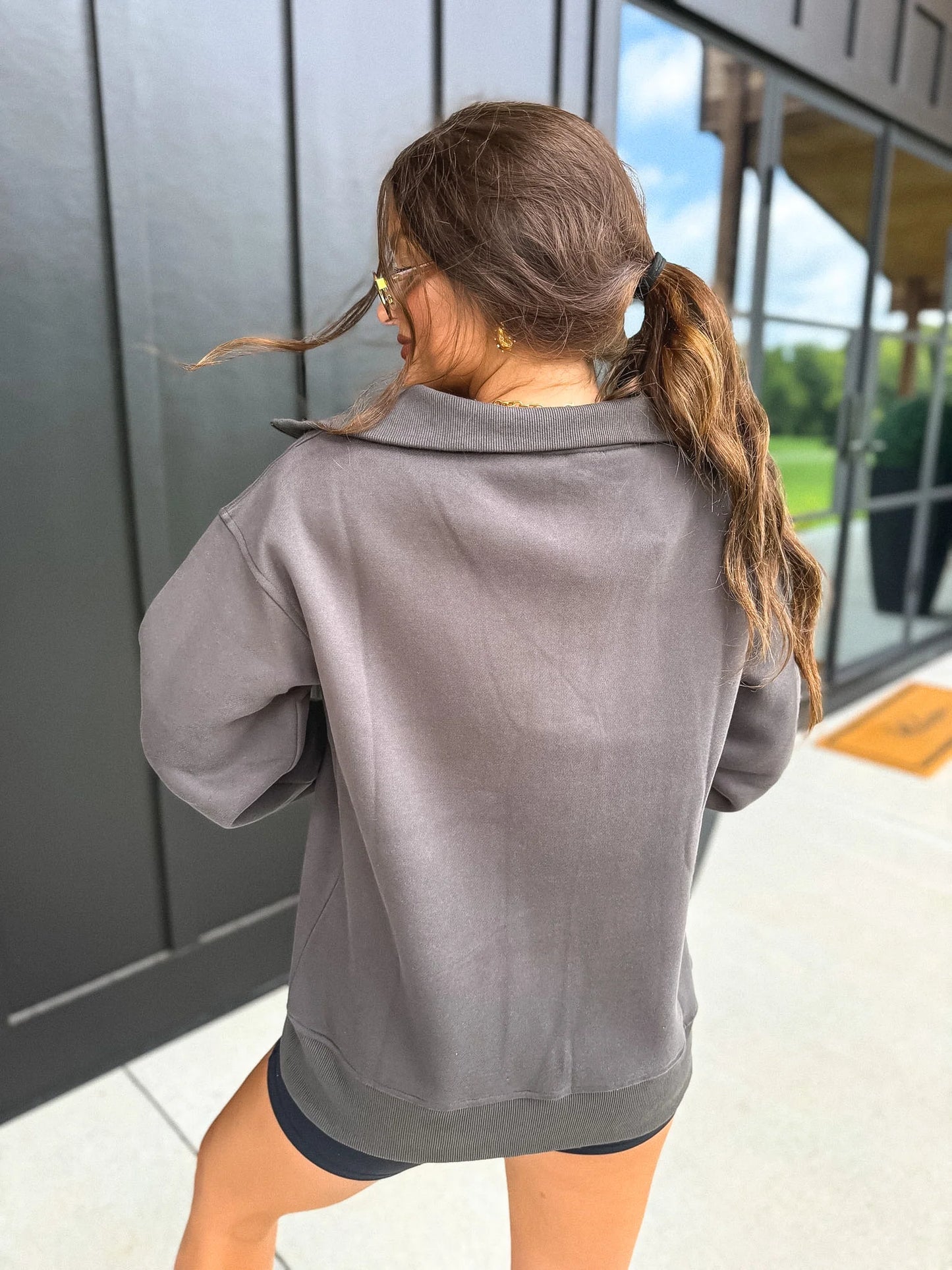 PREORDER Birdie Fleece Out Quarter Zip in Smoked Charcoal