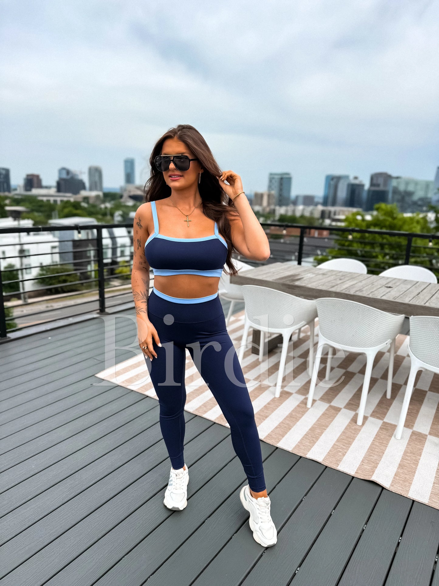PREORDER Birdie PowerSplit Leggings in Blueberry Breeze