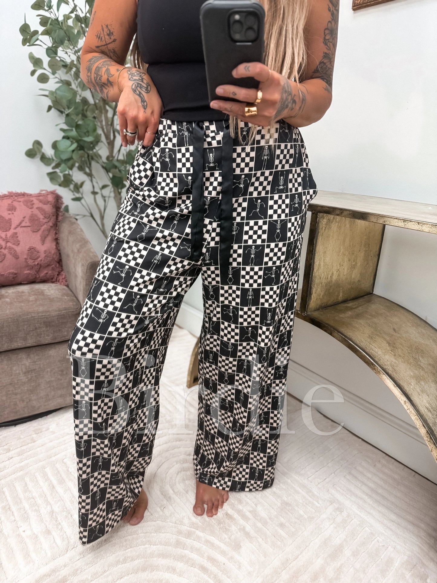Birdie Stretchy Lounge Pants 2.0 in Boo Board Checkered