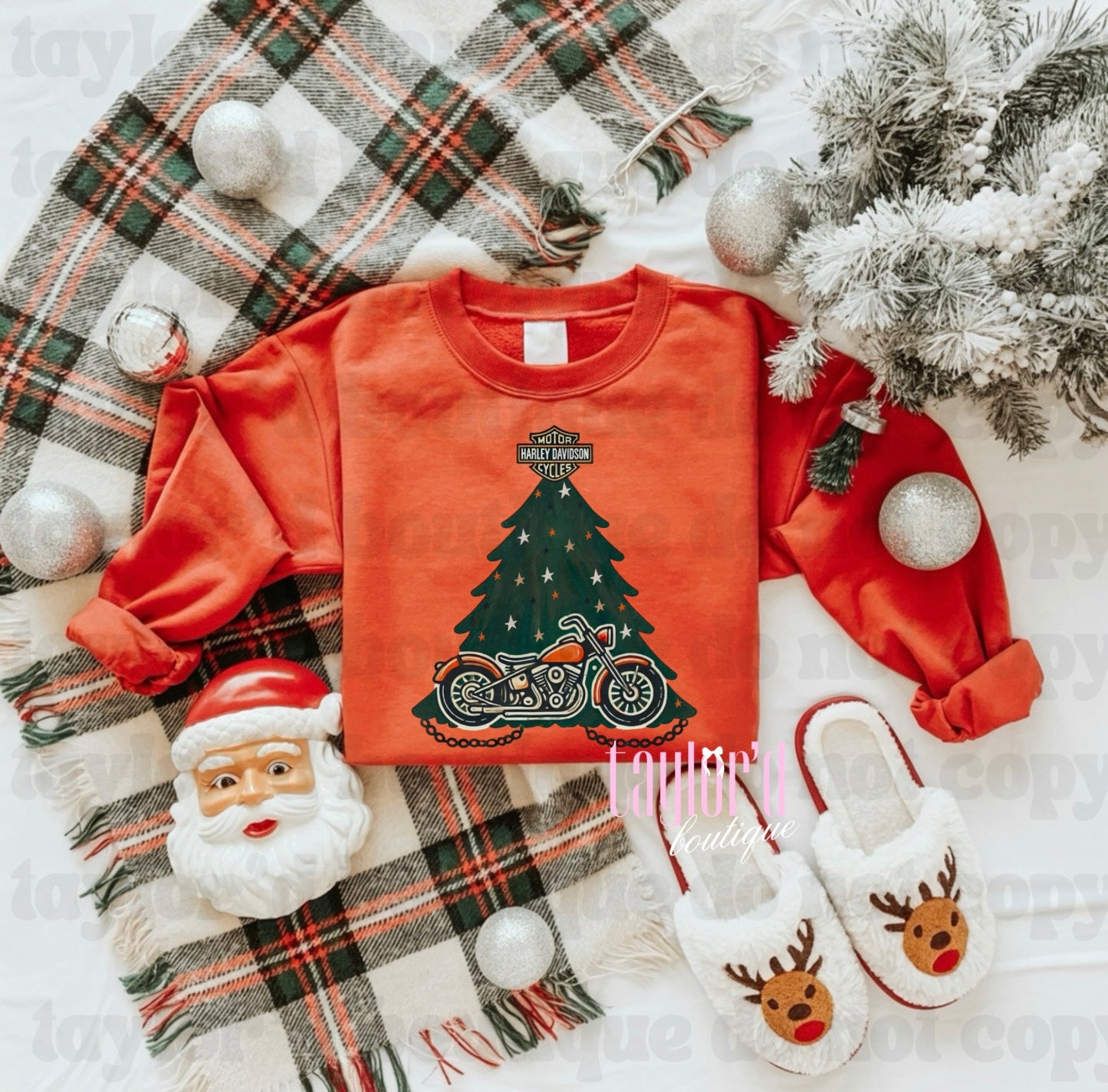 Motorcycle Christmas Tree Crew/ Tee