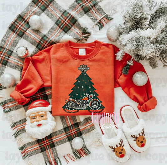 Motorcycle Christmas Tree Crew/ Tee