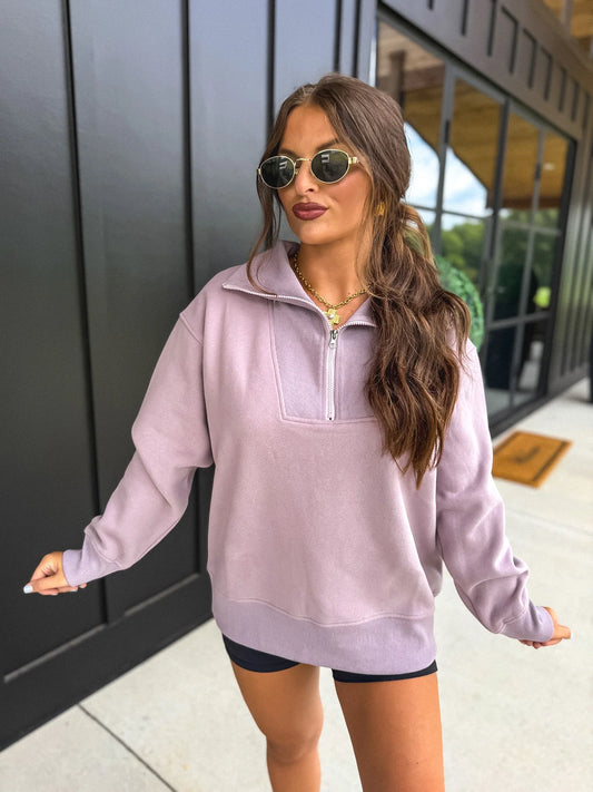 PREORDER Birdie Fleece Out Quarter Zip in Dusty Mauve