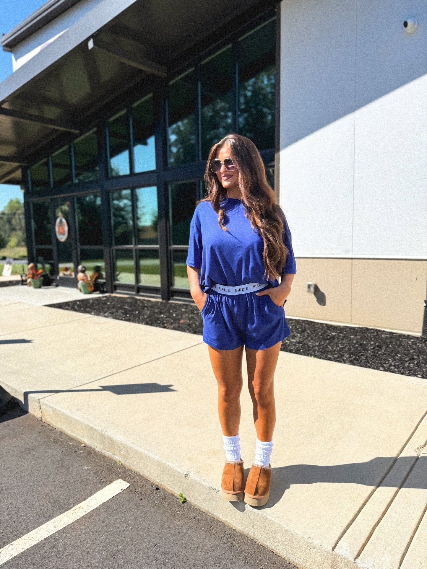 PREORDER Birdie Tee Boxer Short Set in Sapphire (Sold as Set)